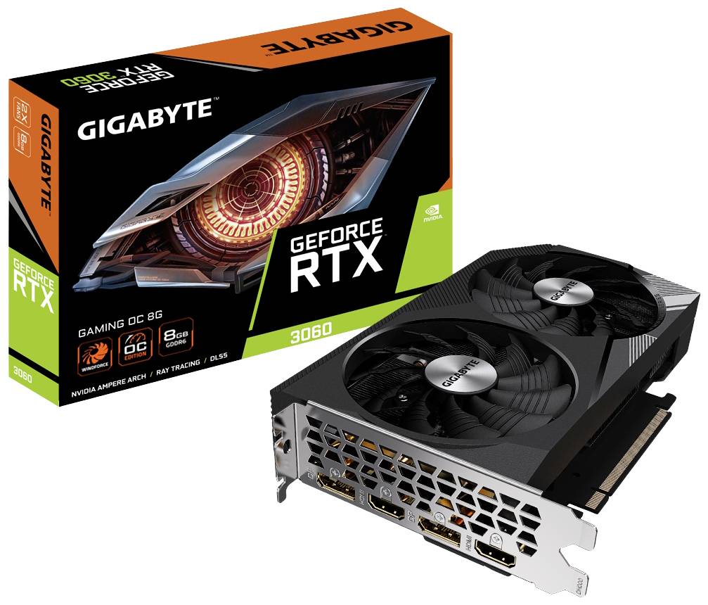 Gigabyte Grafikkarte Nvidia GeForce RTX 3060 Gaming Overclocked 8 GB GDDR6-RAM HDMI®, DisplayPort Übertaktet / Overclocked