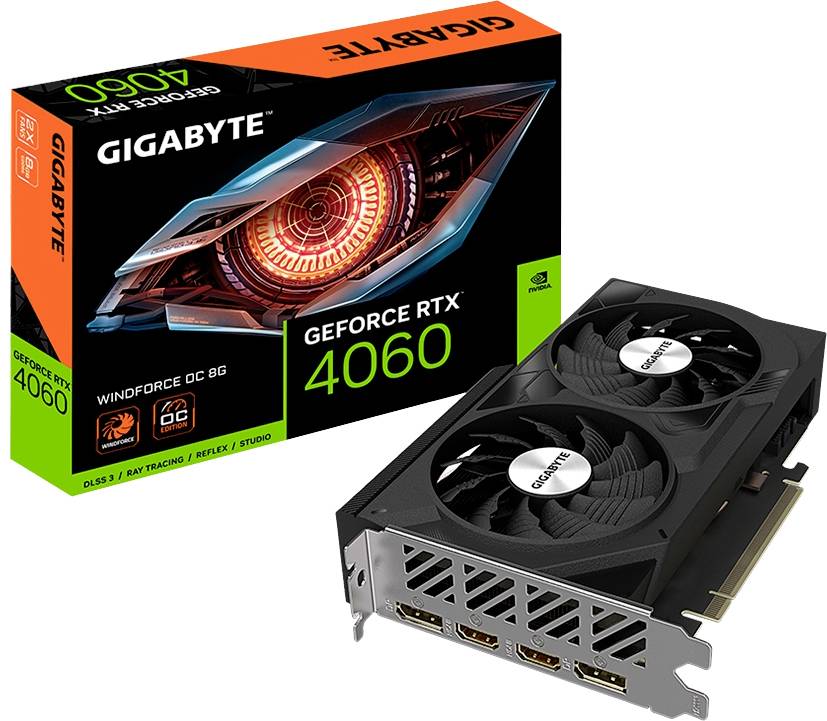 Gigabyte Grafikkarte Nvidia GeForce RTX 4060 Windforce Overclocked 8 GB GDDR6-RAM PCIe x16 DisplayPort, HDMI® Übertaktet / Overclocked