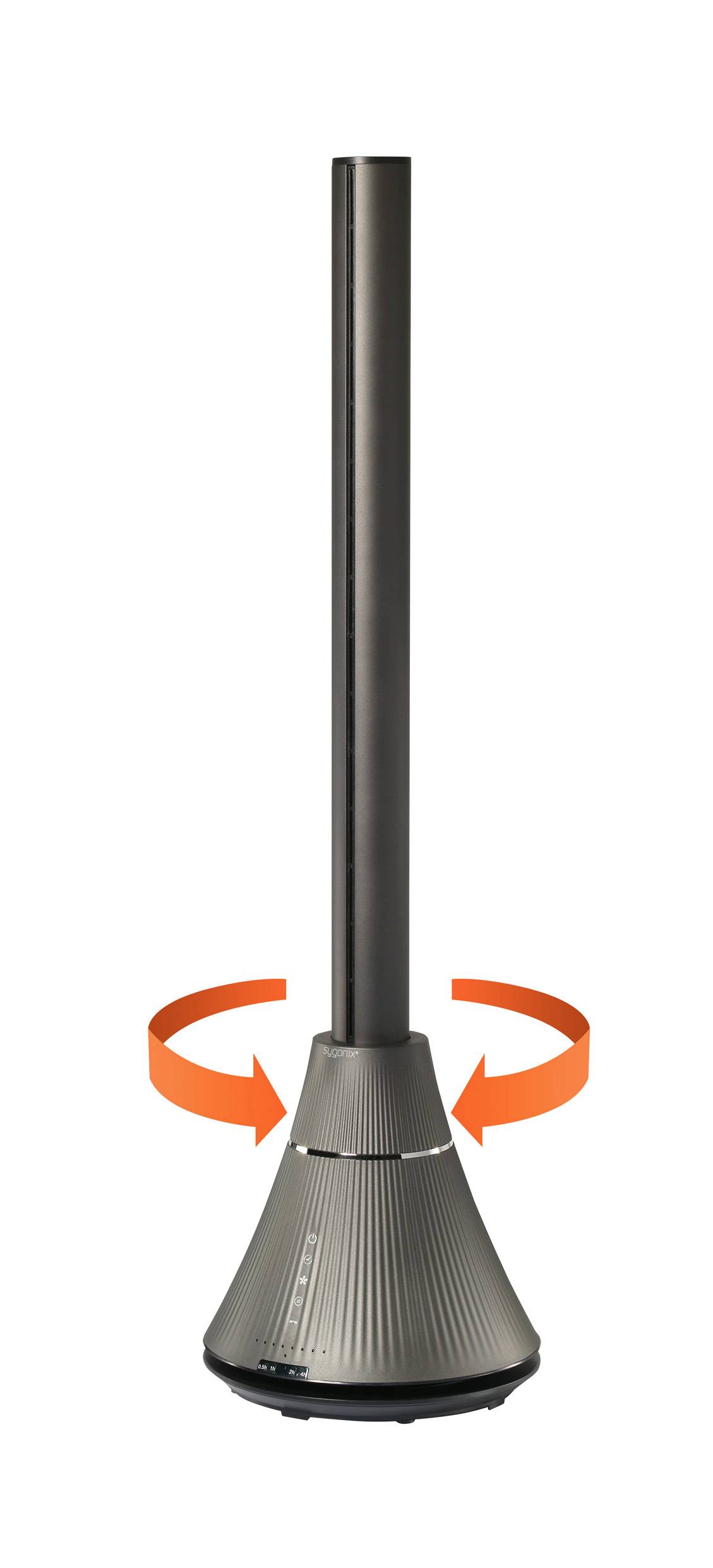 Sygonix Bodenventilator 30 W, 1800 W (Ø x H) 6 cm x 98.3 cm Schwarz mit Fernbedienung, mit Heizfunktion, LED-Kontrollleuchte, Oszillierend, Timer