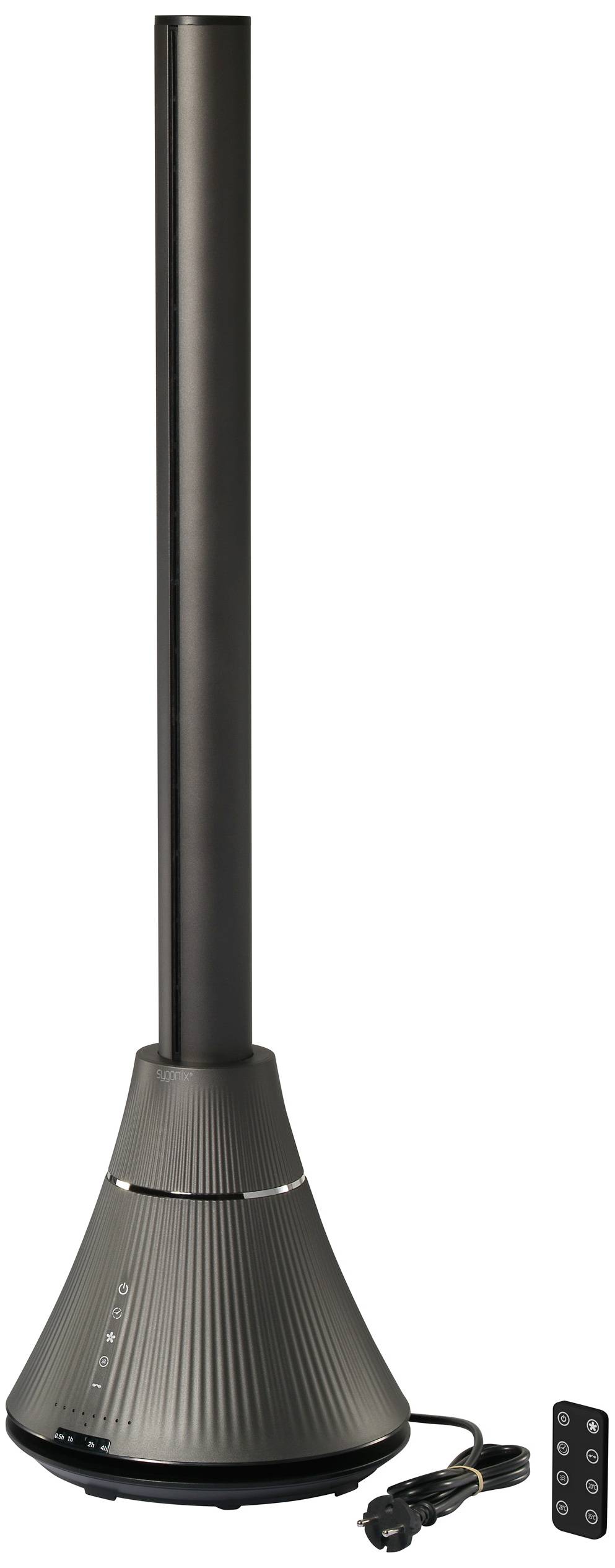Sygonix Bodenventilator 30 W, 1800 W (Ø x H) 6 cm x 98.3 cm Schwarz mit Fernbedienung, mit Heizfunktion, LED-Kontrollleuchte, Oszillierend, Timer