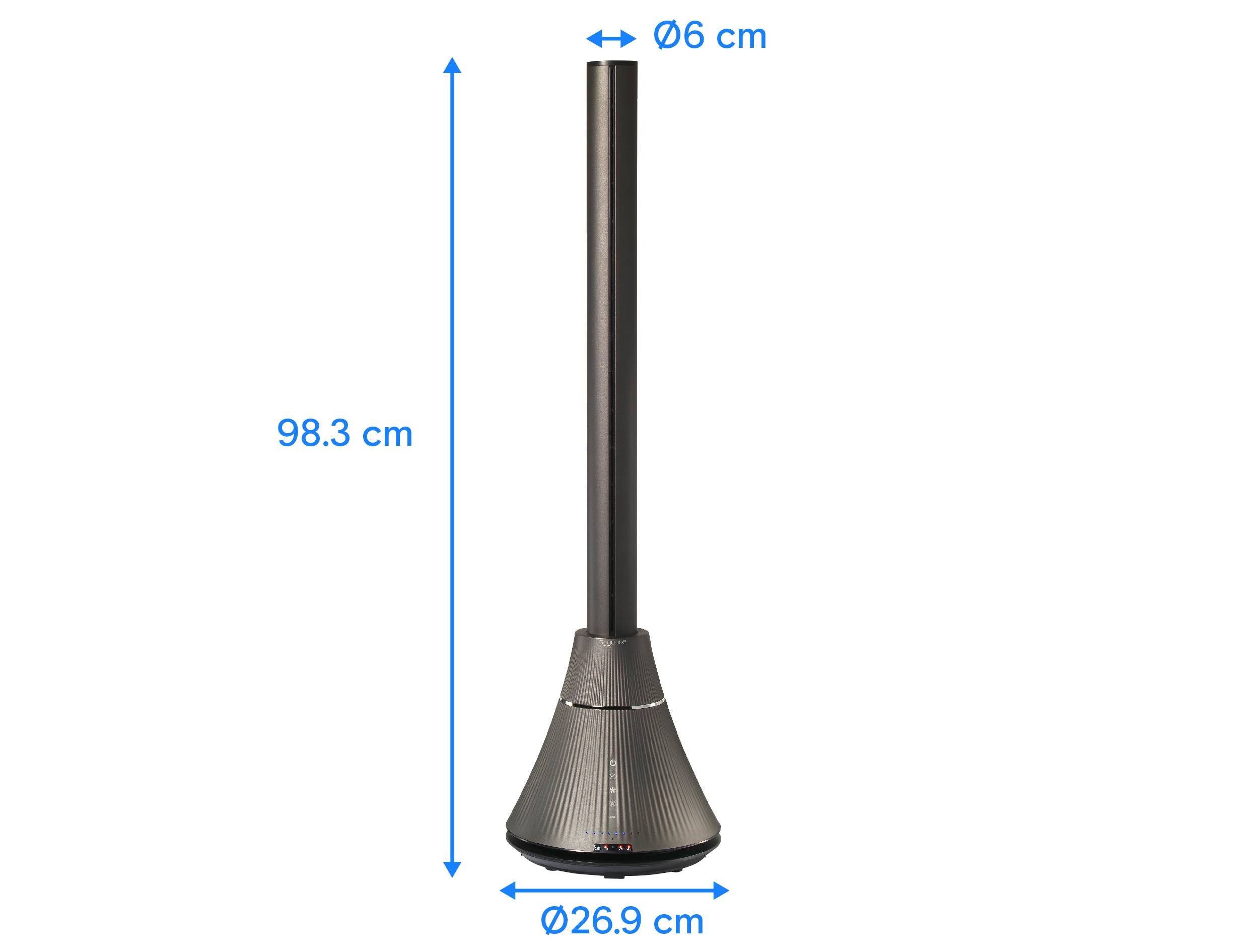 Sygonix Bodenventilator 30 W, 1800 W (Ø x H) 6 cm x 98.3 cm Schwarz mit Fernbedienung, mit Heizfunktion, LED-Kontrollleuchte, Oszillierend, Timer