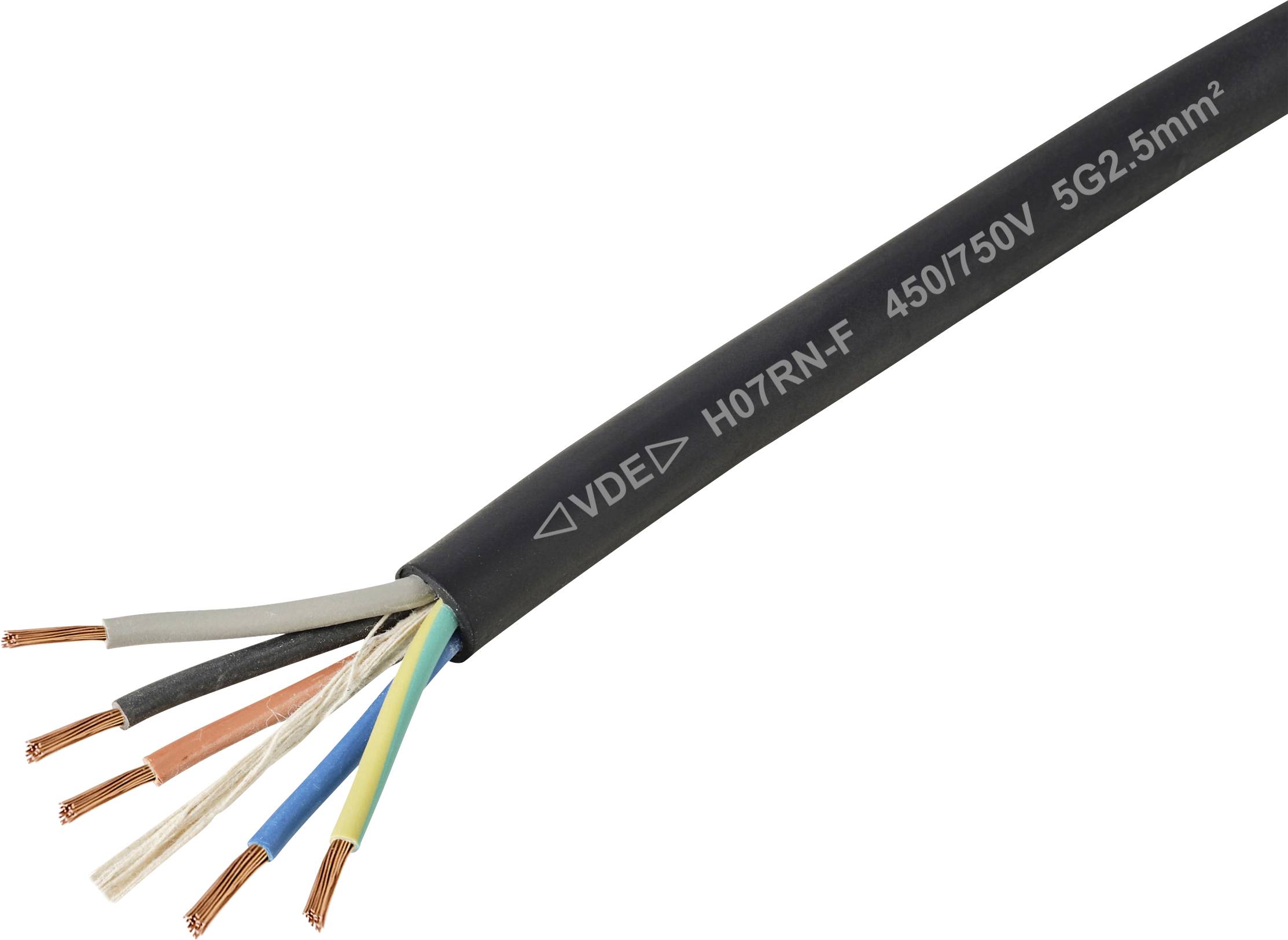 TRU COMPONENTS TC-11594952 Gummischlauchleitung H07RN-F 5 x 2.5mm² Schwarz Meterware