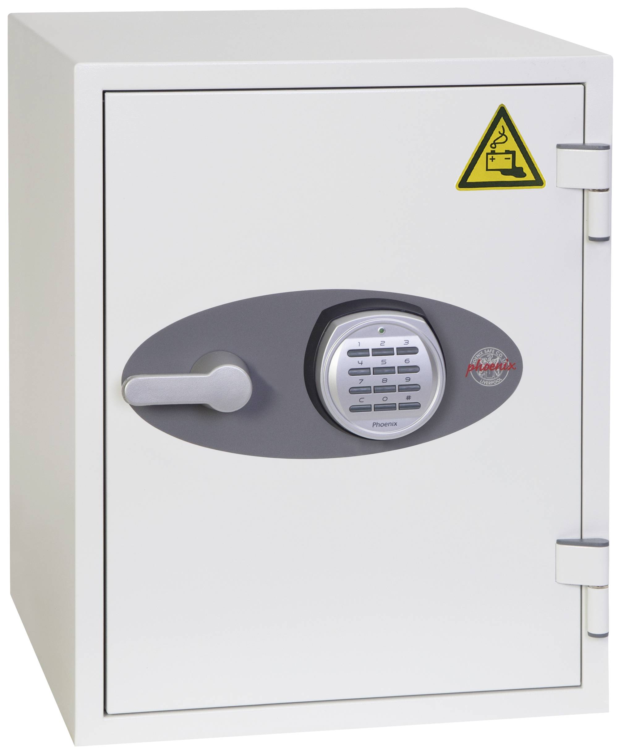 Phoenix BS1283E Battery Titan Batterie-Aufbewahrungstresor feuergeschützt, mit 4 Steckdosen, mit ausziehbarer Schublade, mit Schlüsselhakenleiste Za
