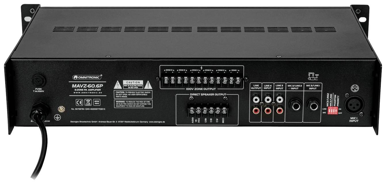 Omnitronic MAVZ-60.6P ELA-Verstärker 60 W 6-Zonen
