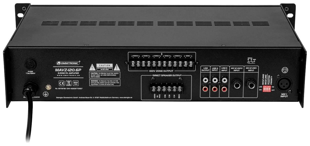 Omnitronic MAVZ-120.6P ELA-Verstärker 120W 6-Zonen