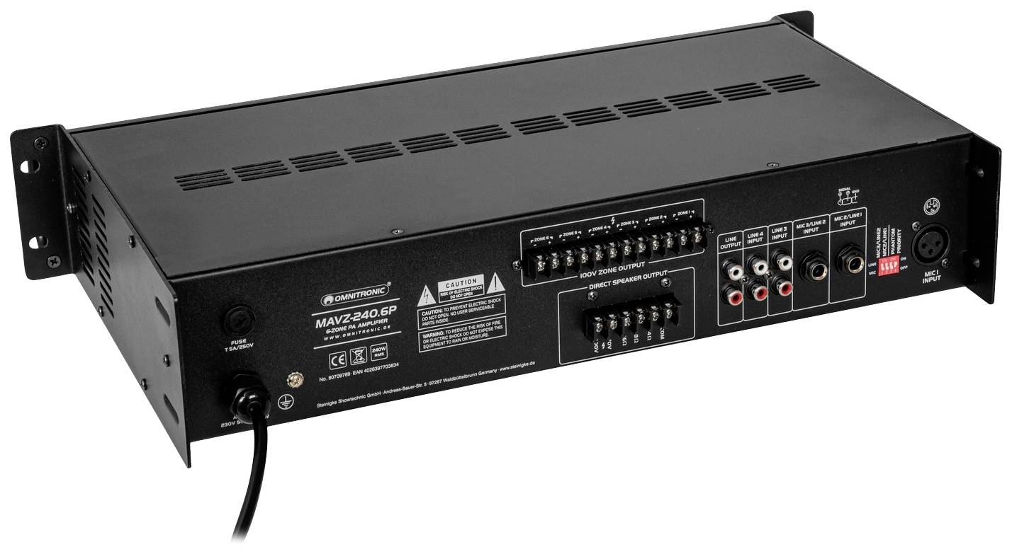 Omnitronic MAVZ-240.6P ELA-Verstärker 240W 6-Zonen