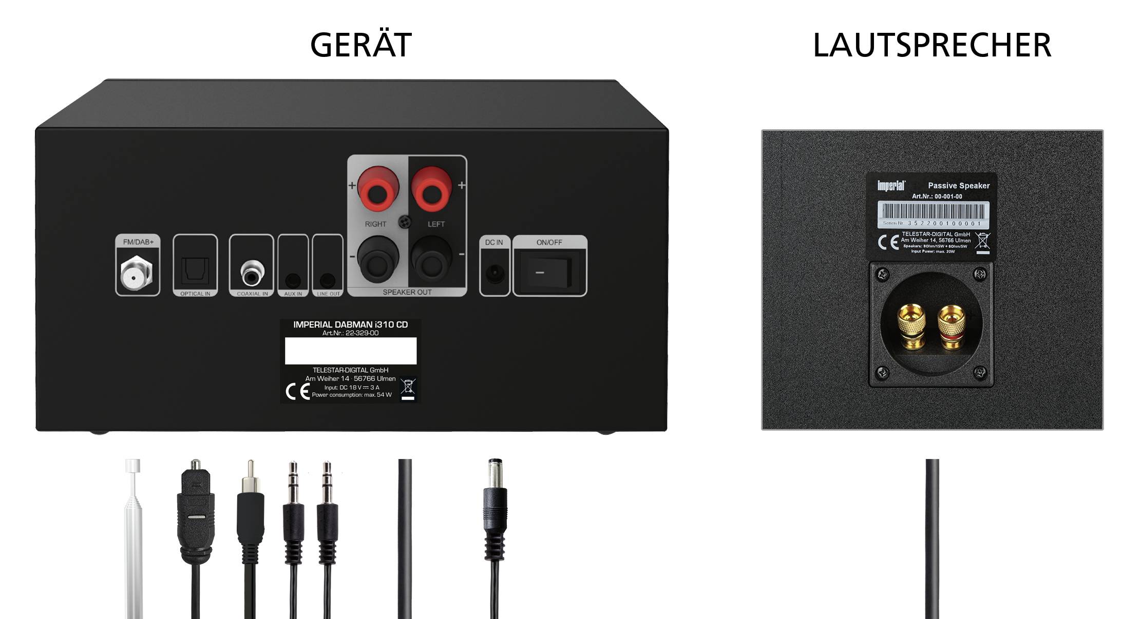 Imperial DABMAN i310 CD Stereoanlage Internetradio, DAB+, UKW, CD, Bluetooth®, DLNA, NFC, Inkl. Fernbedienung, DLNA-fähig 2 x 20W