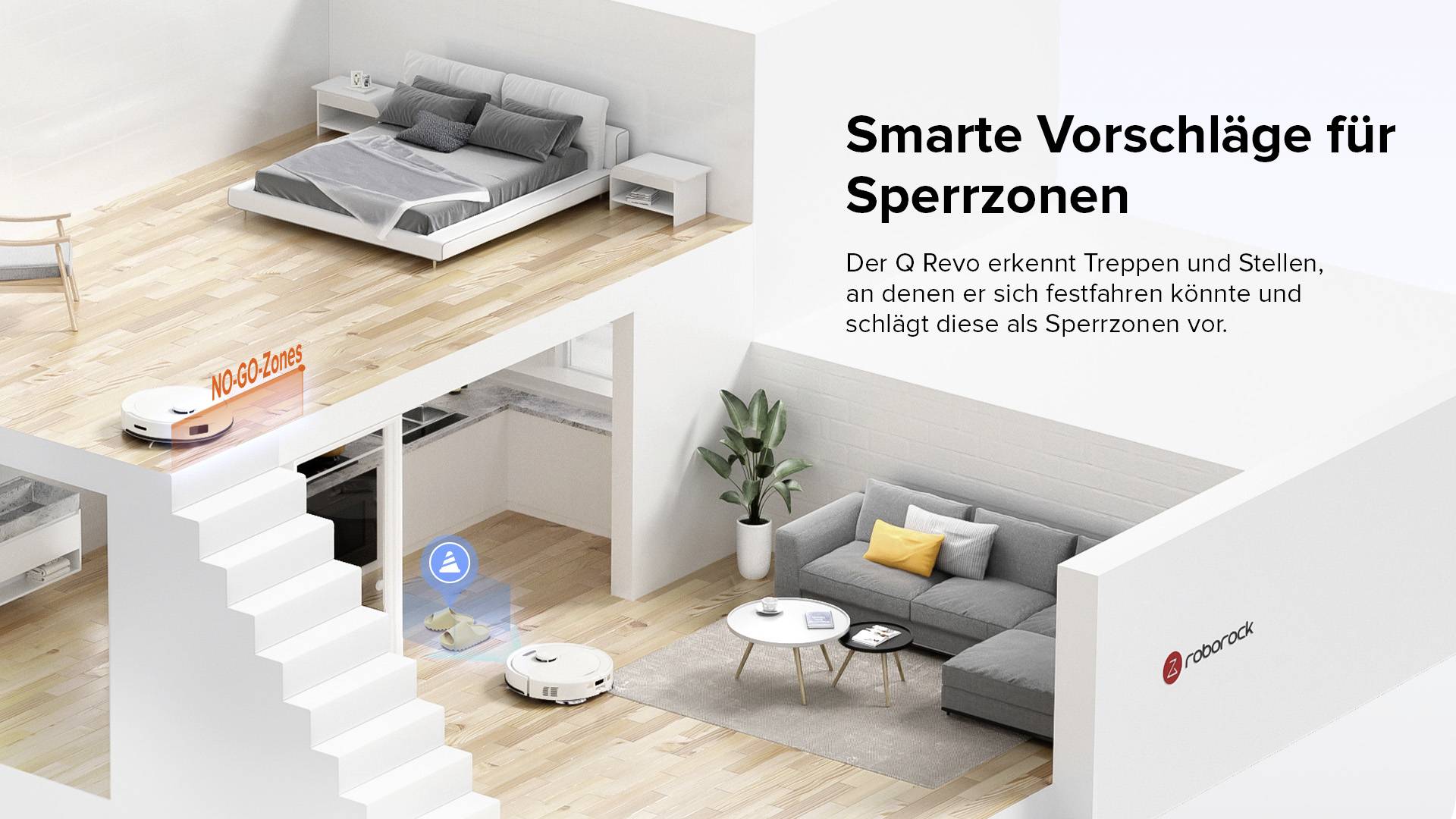 Roborock Qrevo White Saug-und Wischroboter Weiß kompatibel mit Amazon Alexa, kompatibel mit Google Home, Sprachgesteuert