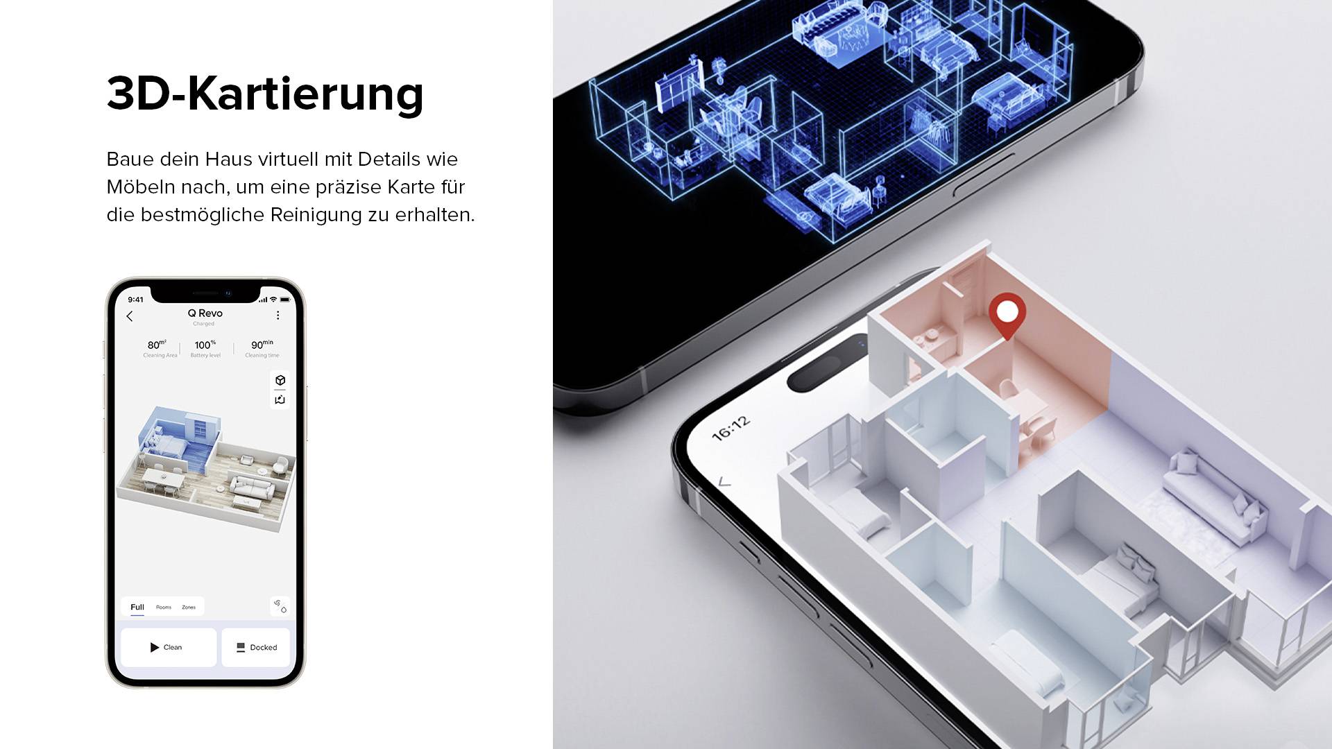 Roborock Qrevo White Saug-und Wischroboter Weiß kompatibel mit Amazon Alexa, kompatibel mit Google Home, Sprachgesteuert