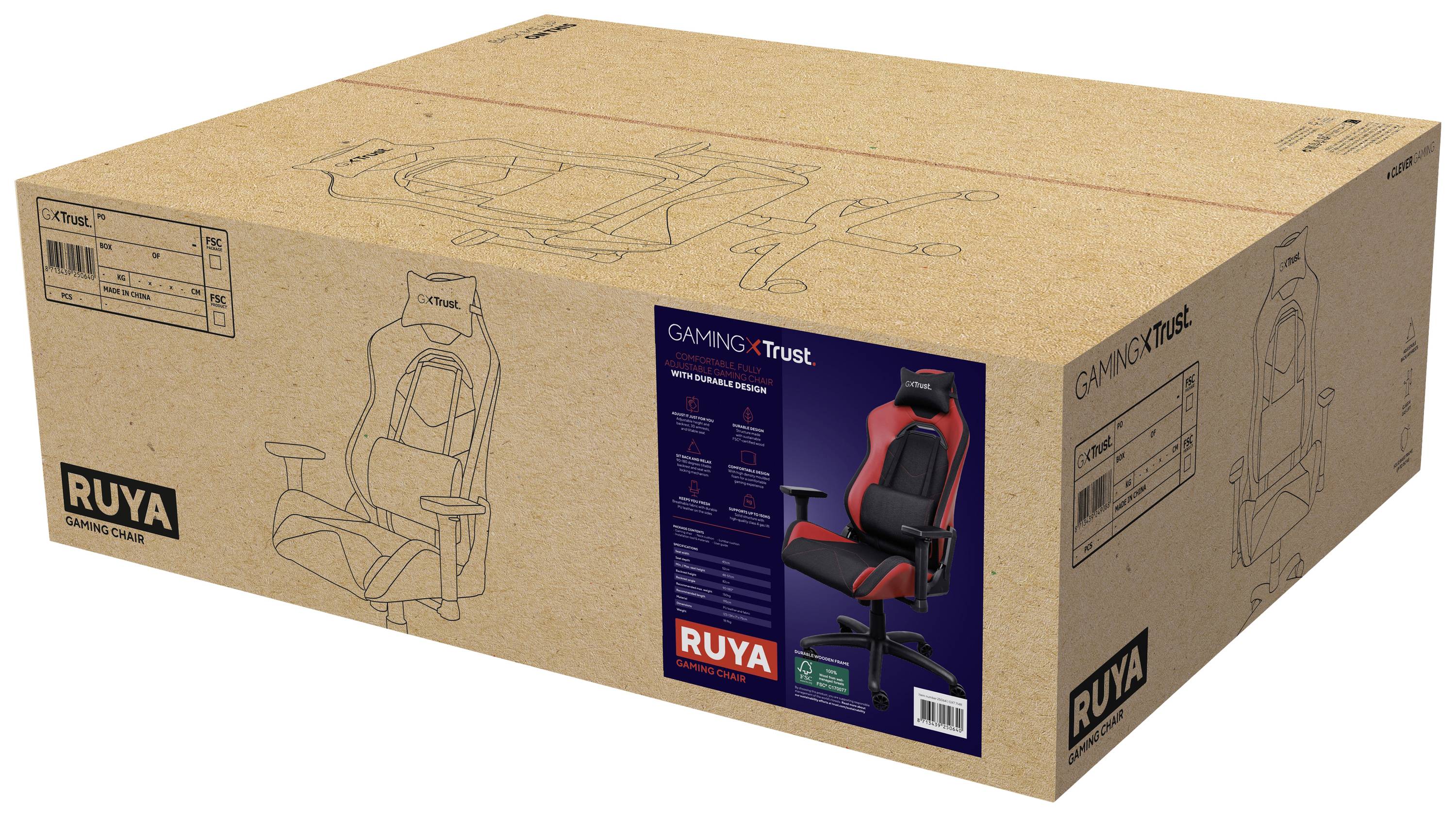 Trust GXT714 RUYA Gaming-Stuhl Schwarz/Rot