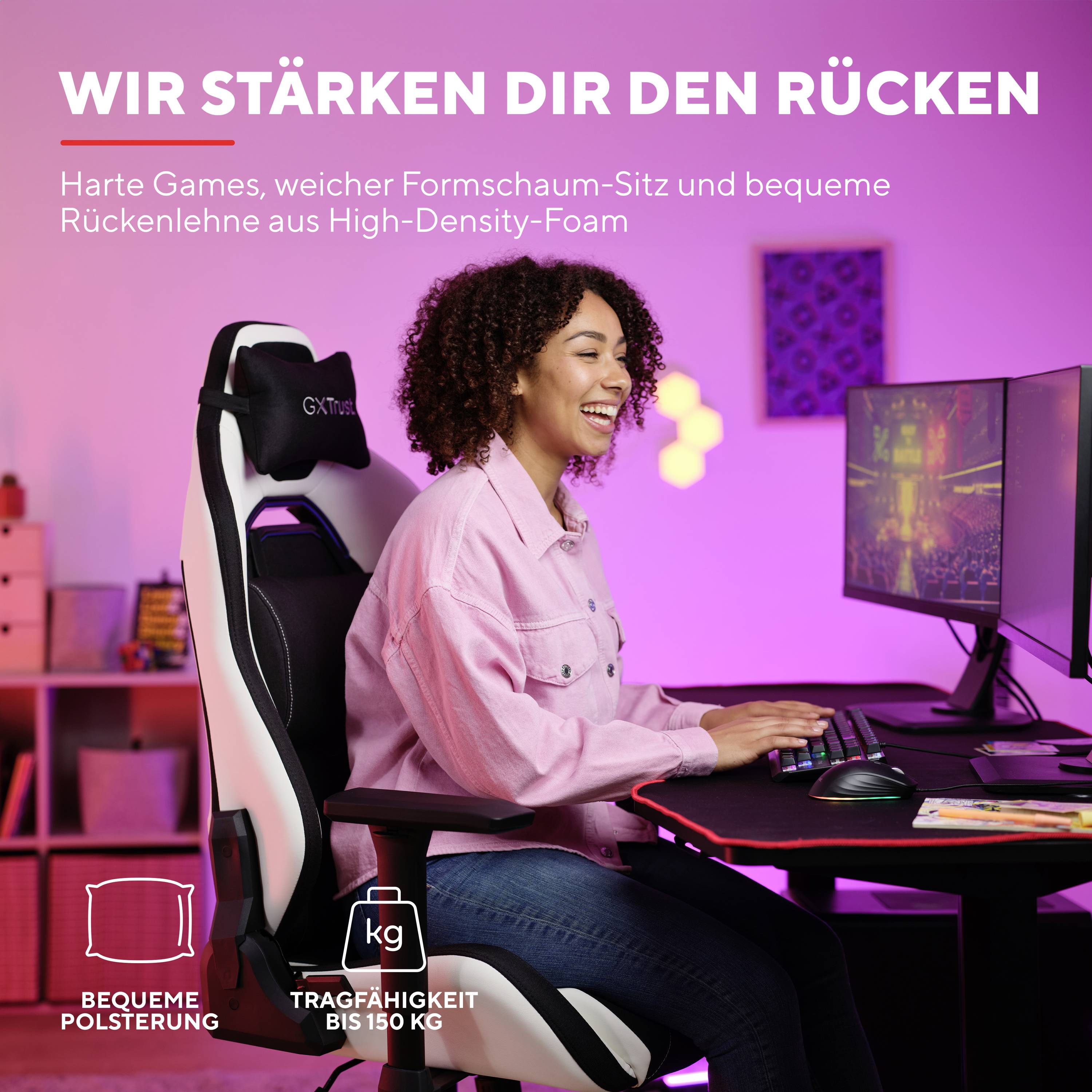 Trust GXT714 RUYA Gaming-Stuhl Schwarz/Weiß