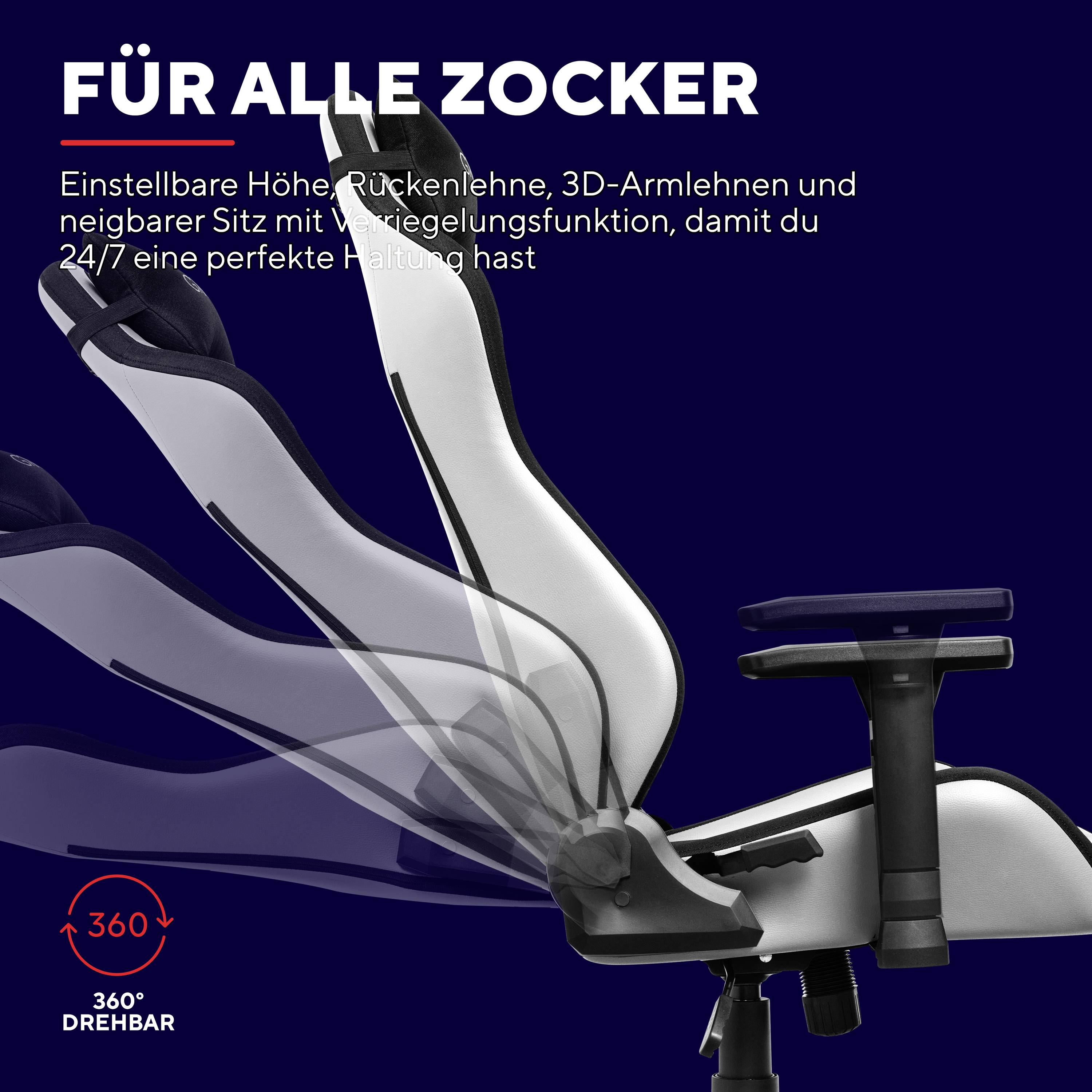 Trust GXT714 RUYA Gaming-Stuhl Schwarz/Weiß