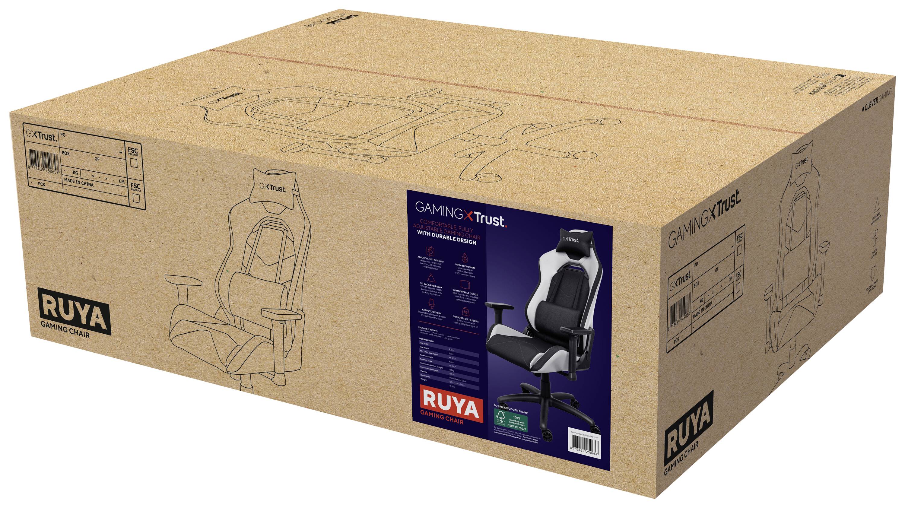 Trust GXT714 RUYA Gaming-Stuhl Schwarz/Weiß