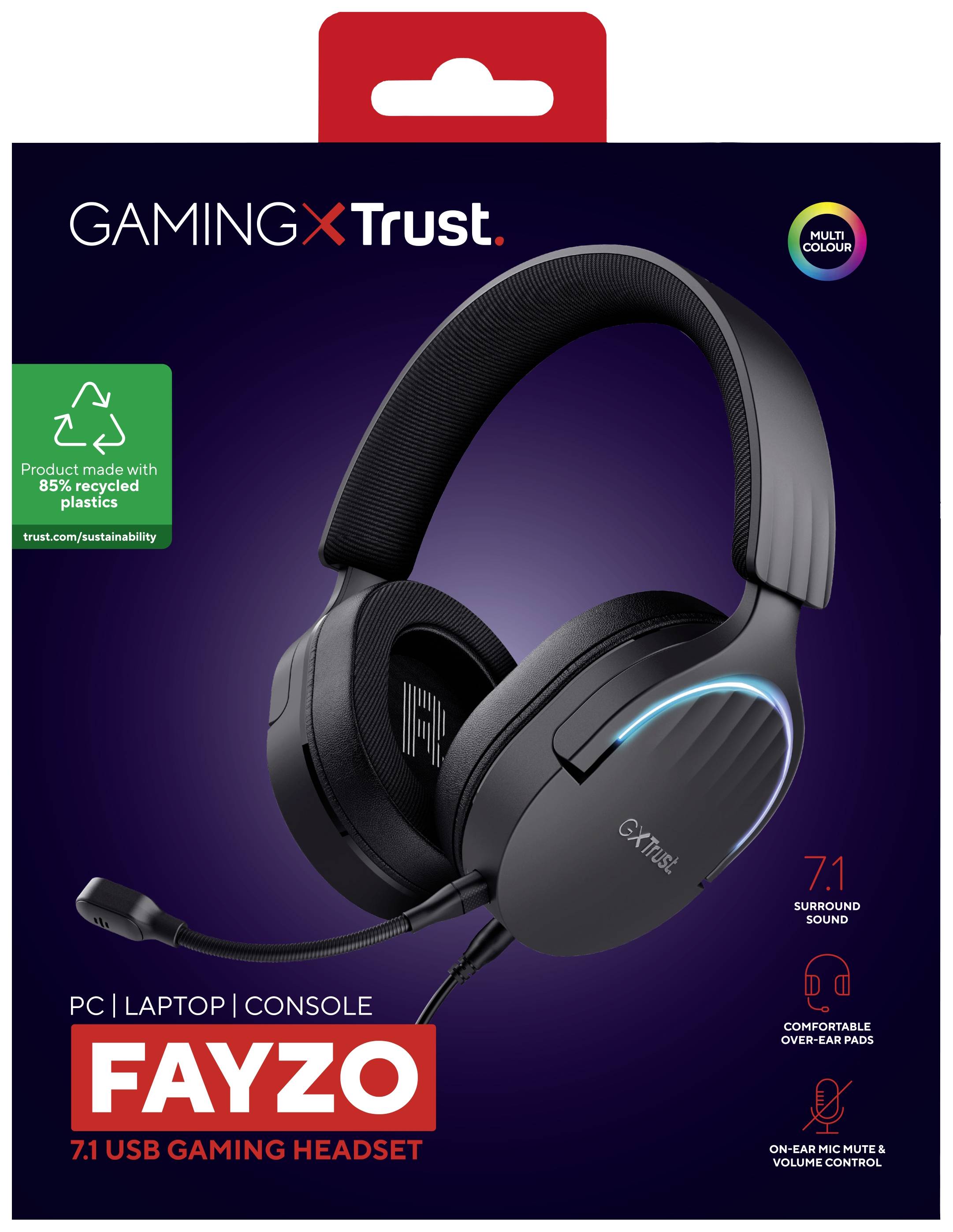 Trust GXT490 FAYZO 7.1 Over Ear Headset kabelgebunden Stereo Schwarz Gaming