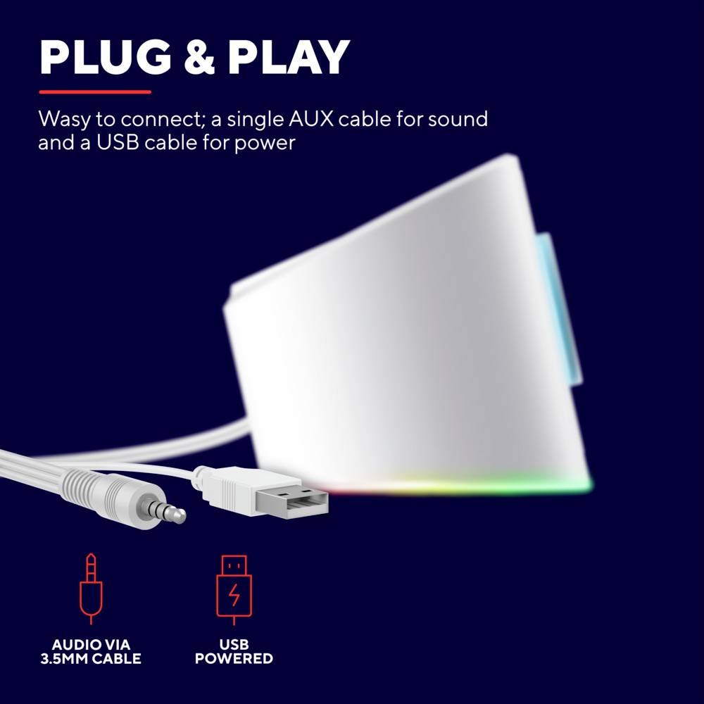 Trust GXT 619W Thorne RGB PC-Lautsprecher Kabelgebunden 12 W Weiß