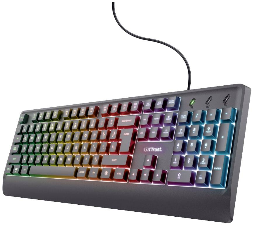 Trust GXT 792 Quadrox 4-in-1 USB Gaming-Tastatur, Maus-Set Beleuchtet, Inkl. Gaming Headset und Mauspad Deutsch, QWERTZ Schwarz