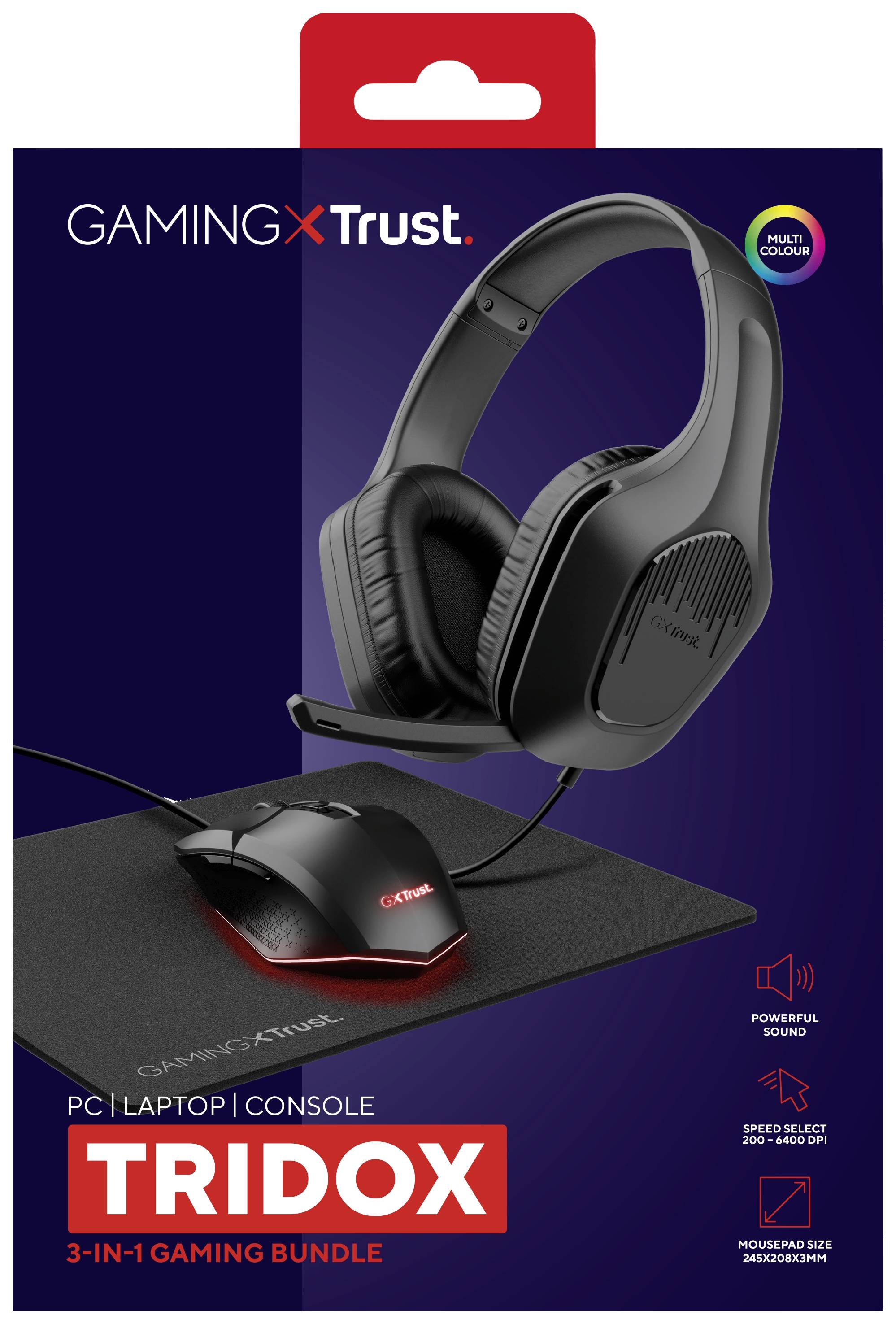 Trust GXT 790 3-in-1 Gaming-Maus & Headset-Set USB Optisch Schwarz Beleuchtet