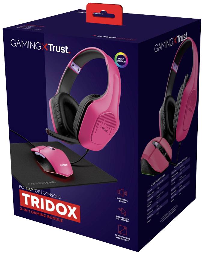 Trust GXT 790P 3-in-1 Gaming-Maus & Headset-Set USB Optisch Pink Beleuchtet