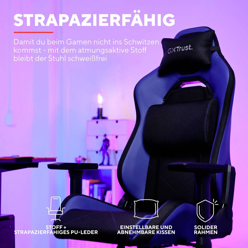 Trust GXT 703B Riye Gaming-Stuhl Schwarz/Blau