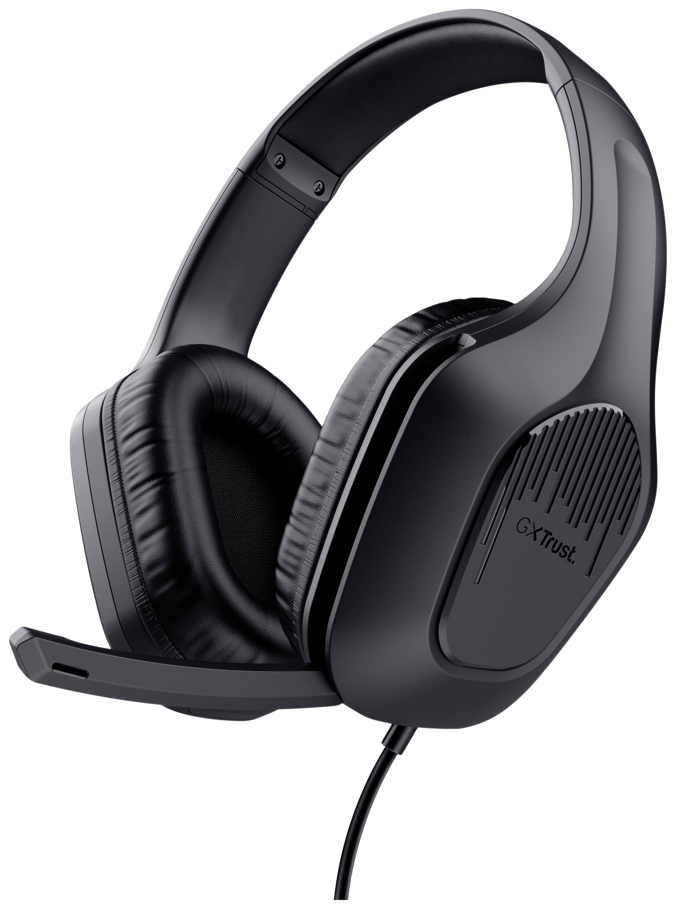 Ein schwarzes Gaming-Headset mit integriertem Mikrofon, das sich für komfortables, stundenlanges Spielen eignet.
