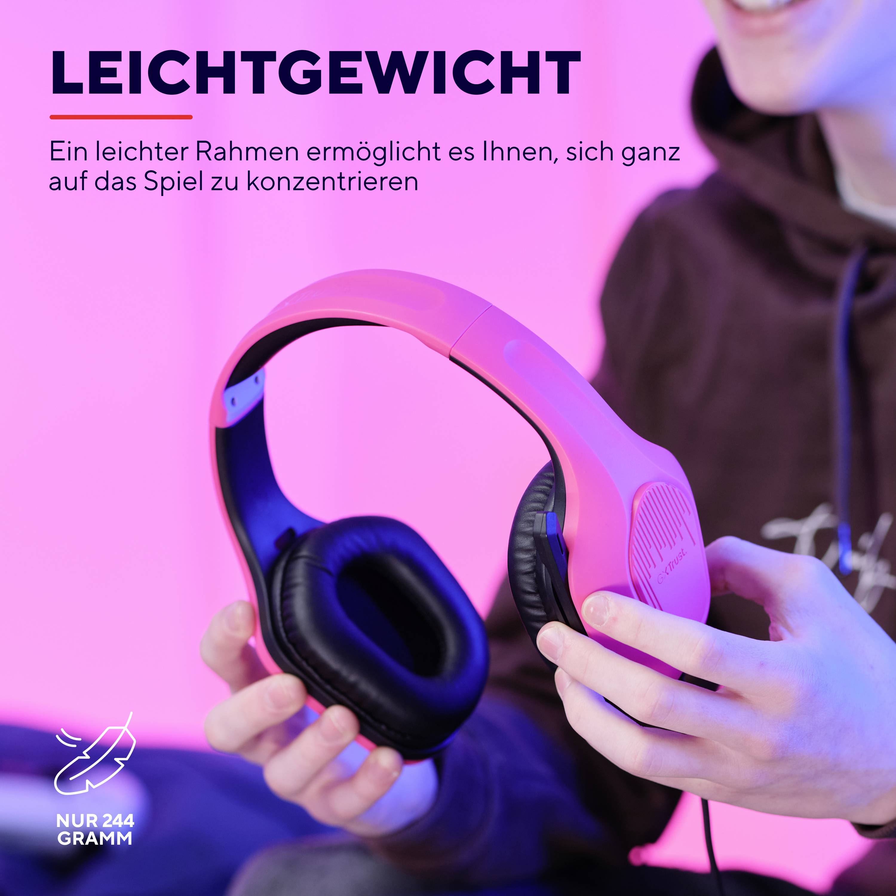 Trust GXT415P ZIROX Over Ear Headset kabelgebunden Stereo Pink Gaming