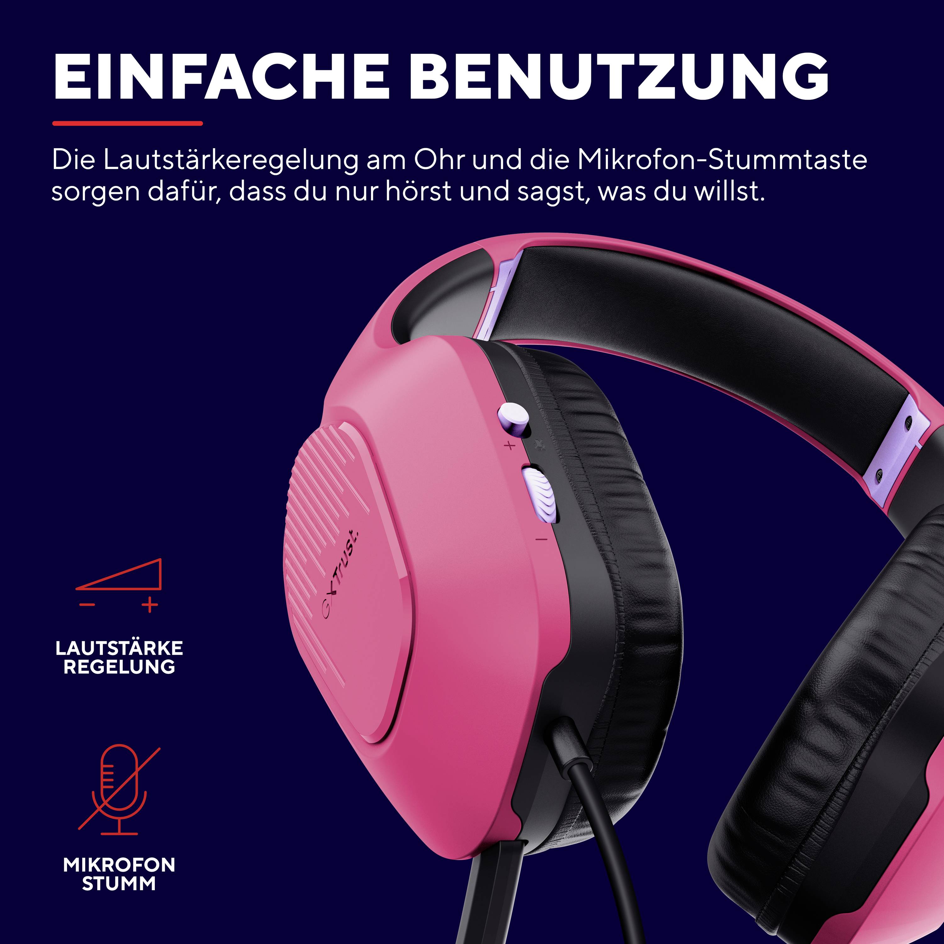 Trust GXT415P ZIROX Over Ear Headset kabelgebunden Stereo Pink Gaming