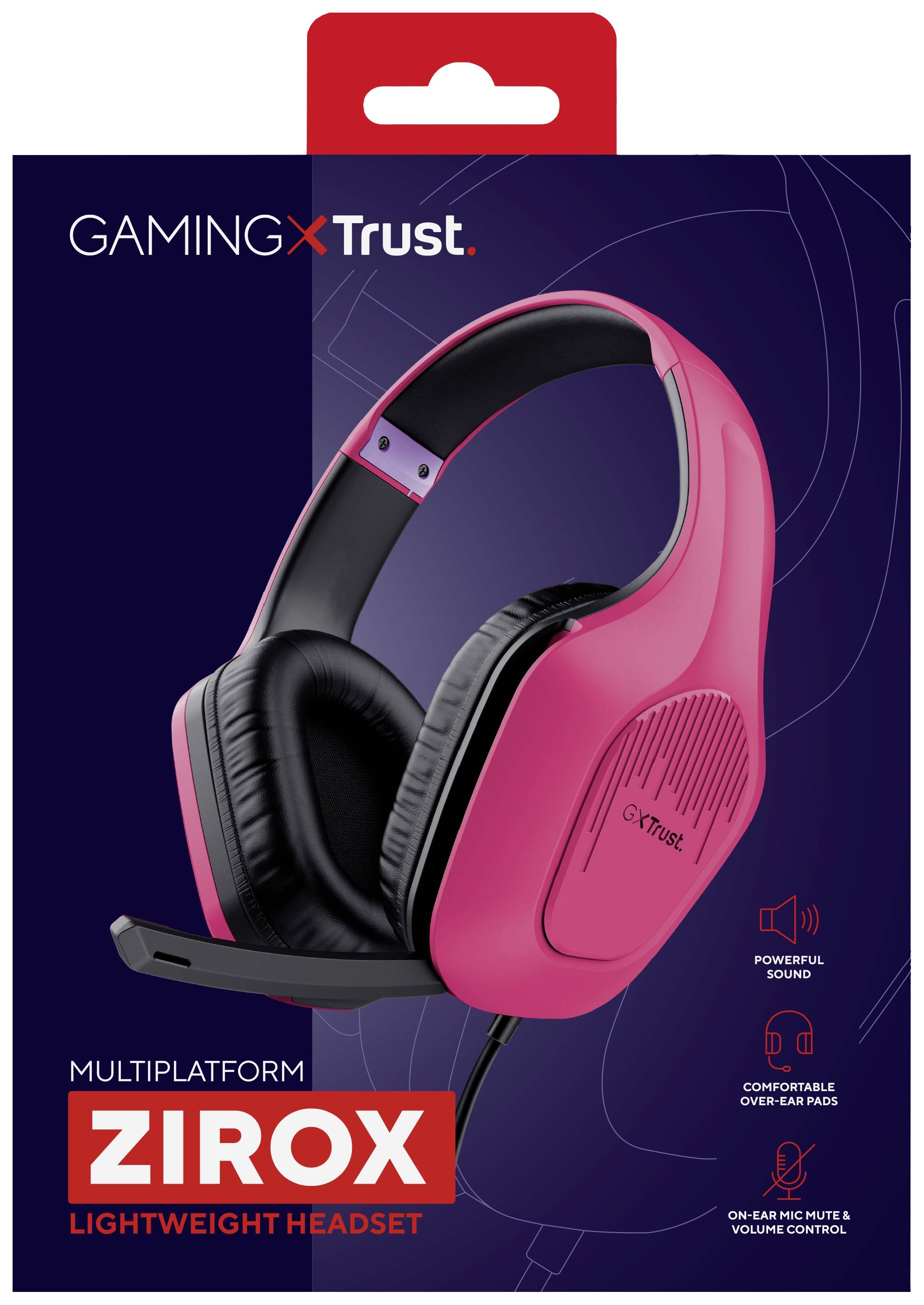 Trust GXT415P ZIROX Over Ear Headset kabelgebunden Stereo Pink Gaming