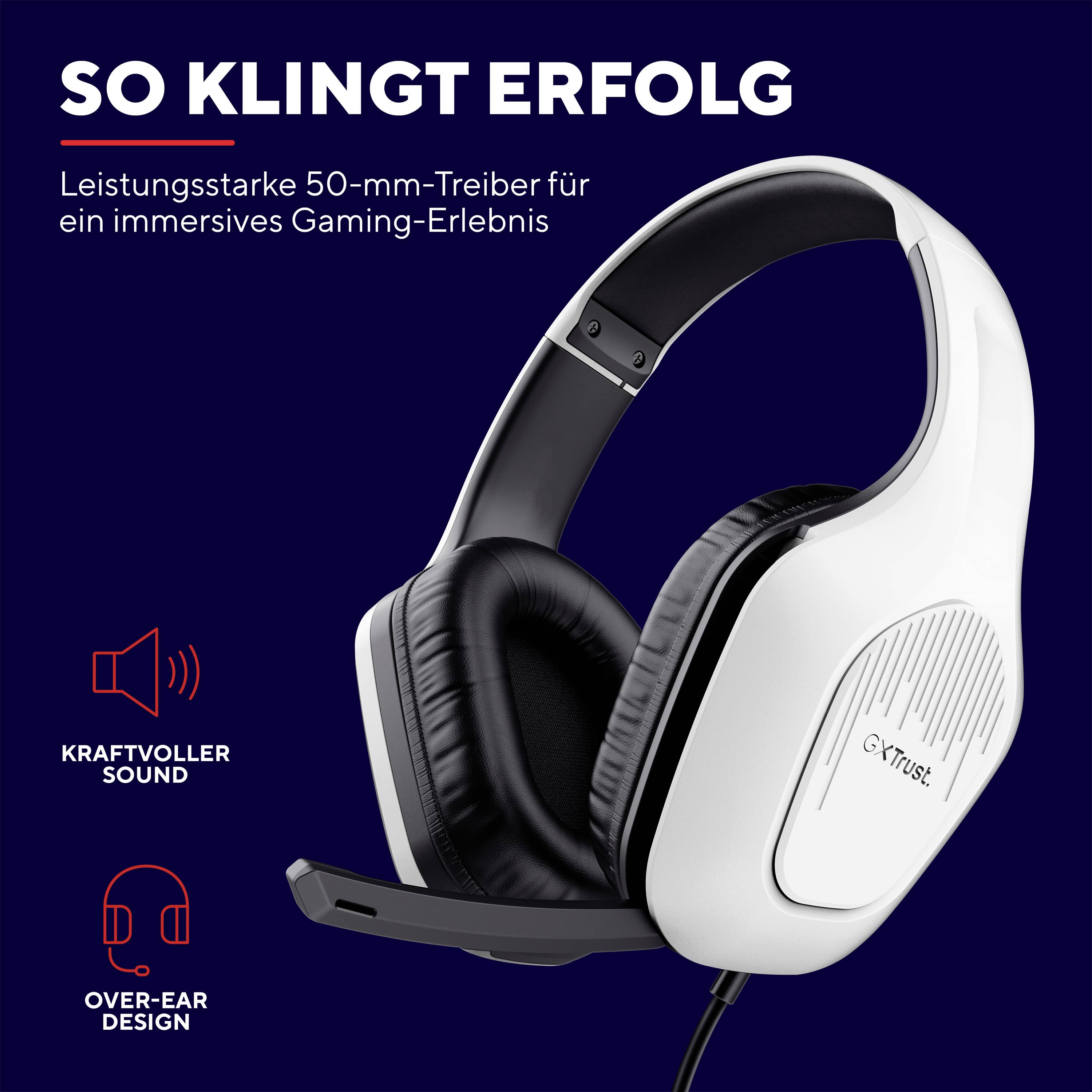 Trust GXT415W ZIROX Over Ear Headset kabelgebunden Stereo Weiß Gaming
