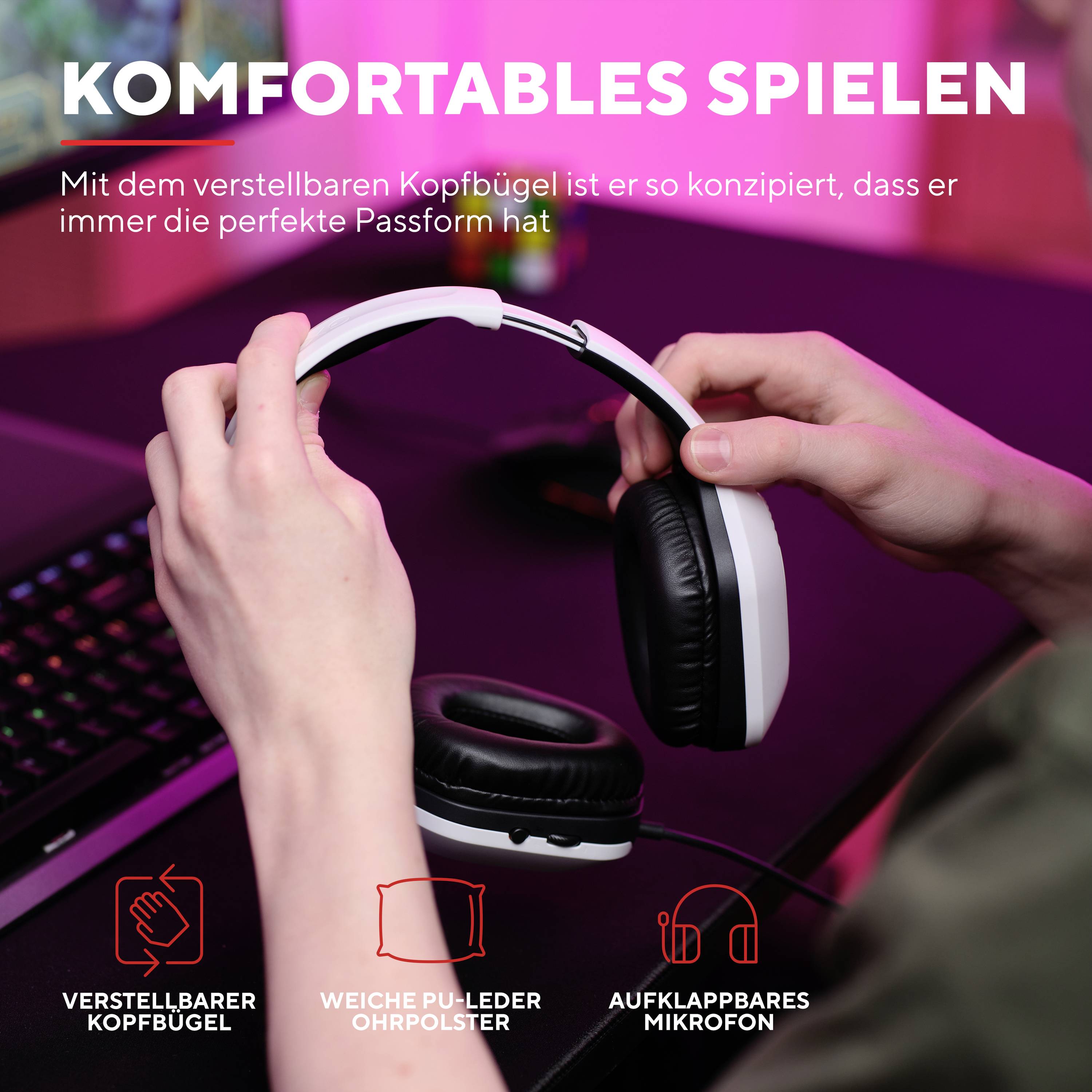 Trust GXT415W ZIROX Over Ear Headset kabelgebunden Stereo Weiß Gaming