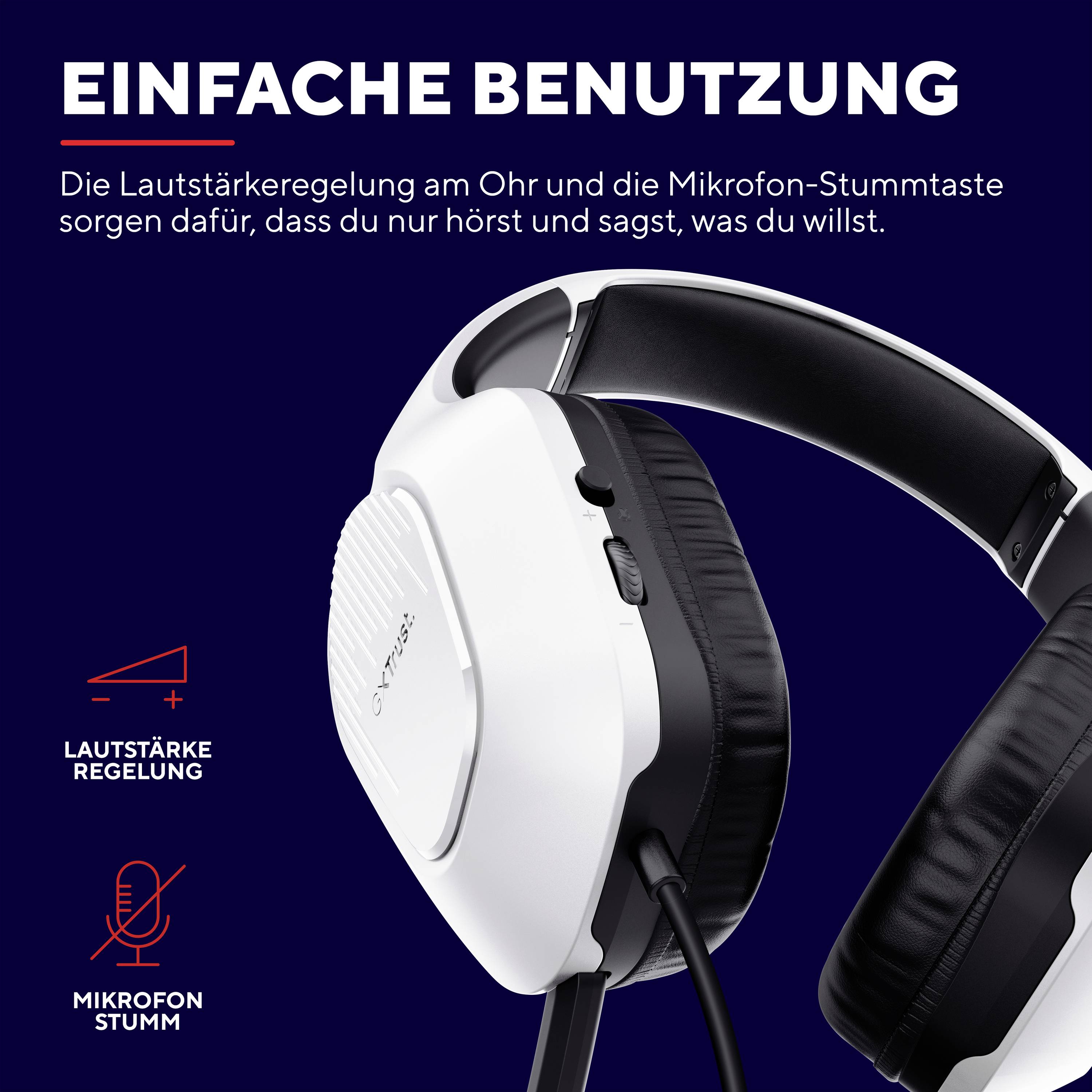 Trust GXT415W ZIROX Over Ear Headset kabelgebunden Stereo Weiß Gaming