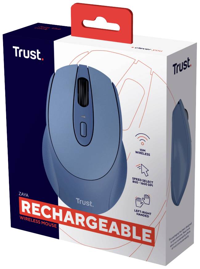 Trust ZAYA Maus Funk Optisch Blau 4 Tasten 1600 dpi