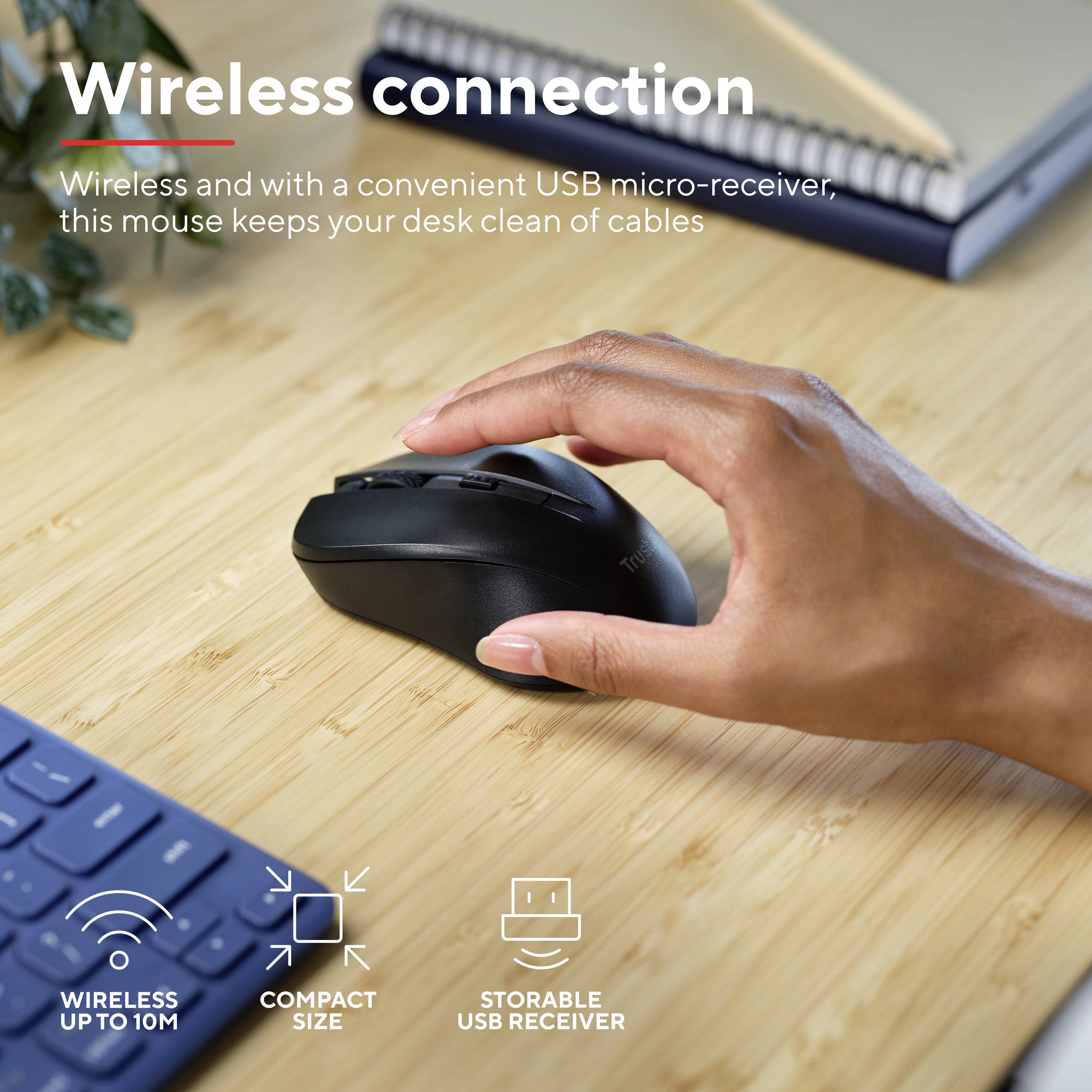 Drahtlose Verbindung: Diese Maus hält Ihren Schreibtisch sauber von Kabeln und bietet kabelloses Arbeiten mit einem USB-Empfänger.