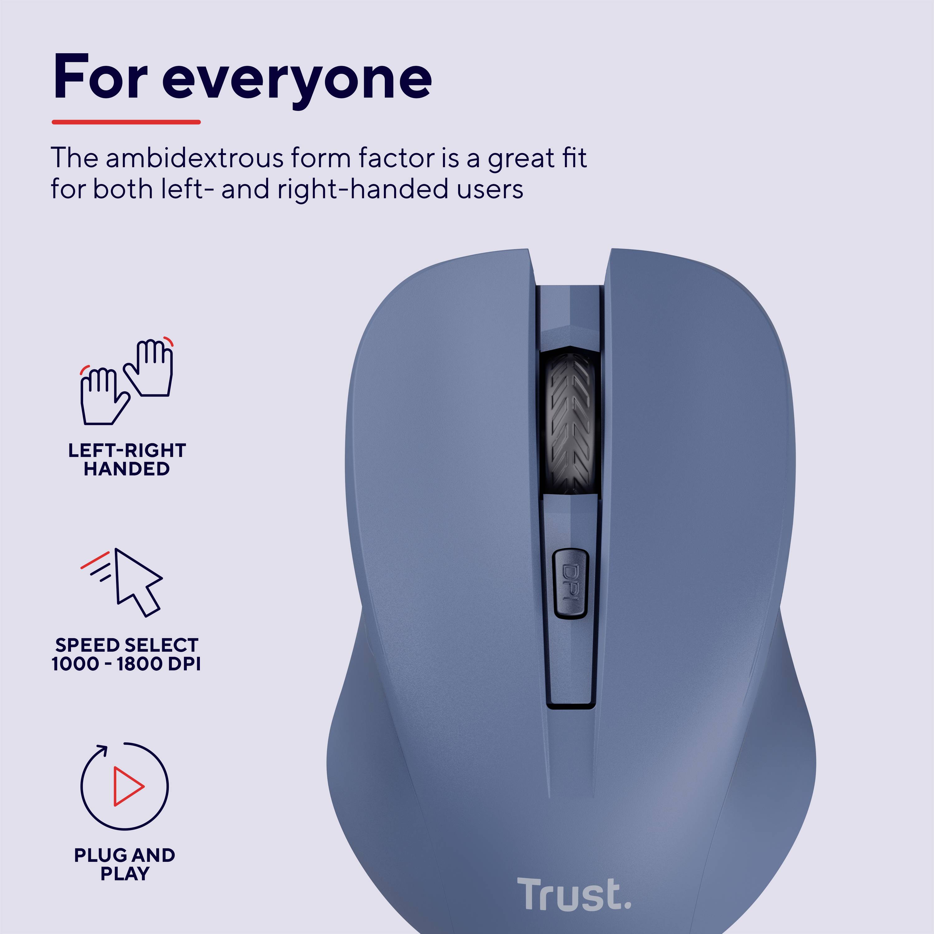 Trust MYDO SILENT Maus Funk Optisch Blau 4 Tasten 1800 dpi