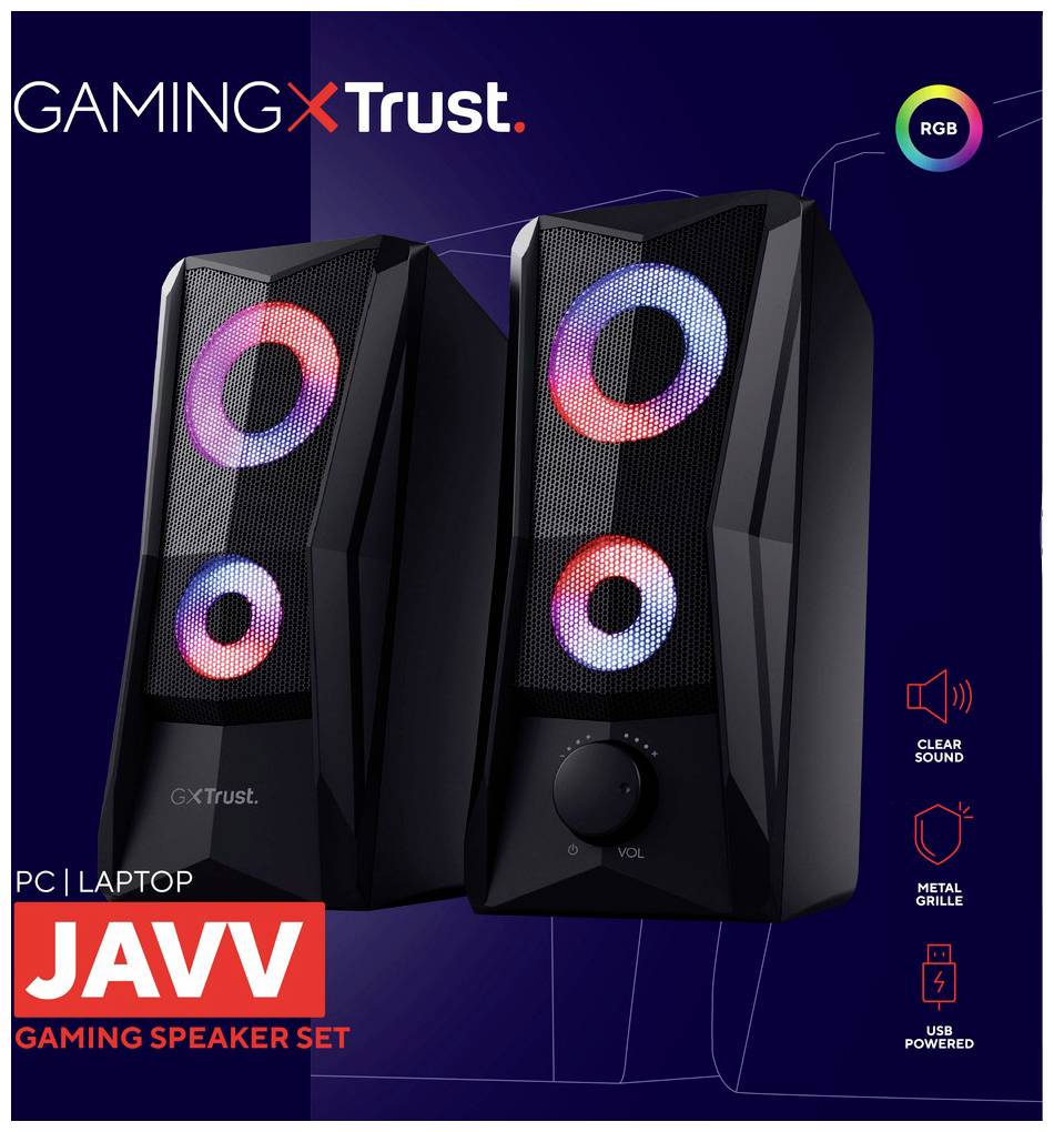Trust GXT 606 JAVV, 2.0 Kanäle, Kabelgebunden, 12 W, 160 - 20000 Hz, 4 Ohm, Schwarz
