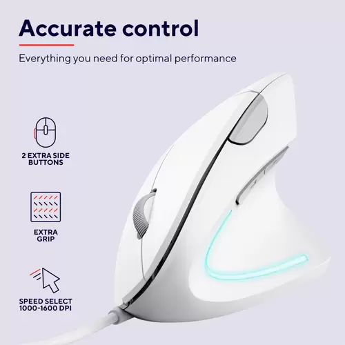 Trust VERTO ERGO Maus Kabelgebunden Optisch Weiß 6 Tasten 1600 dpi Ergonomisch Trust VERTO ERGO Maus Kabelgebunden Optisch Weiß 6 Tasten 1600 dpi Ergonomisch