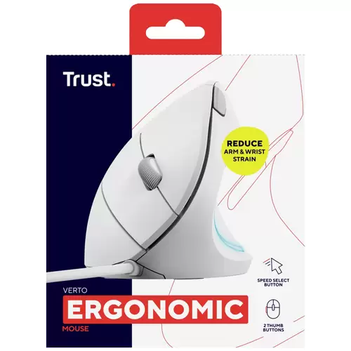 Trust VERTO ERGO Maus Kabelgebunden Optisch Weiß 6 Tasten 1600 dpi Ergonomisch Trust VERTO ERGO Maus Kabelgebunden Optisch Weiß 6 Tasten 1600 dpi Ergonomisch