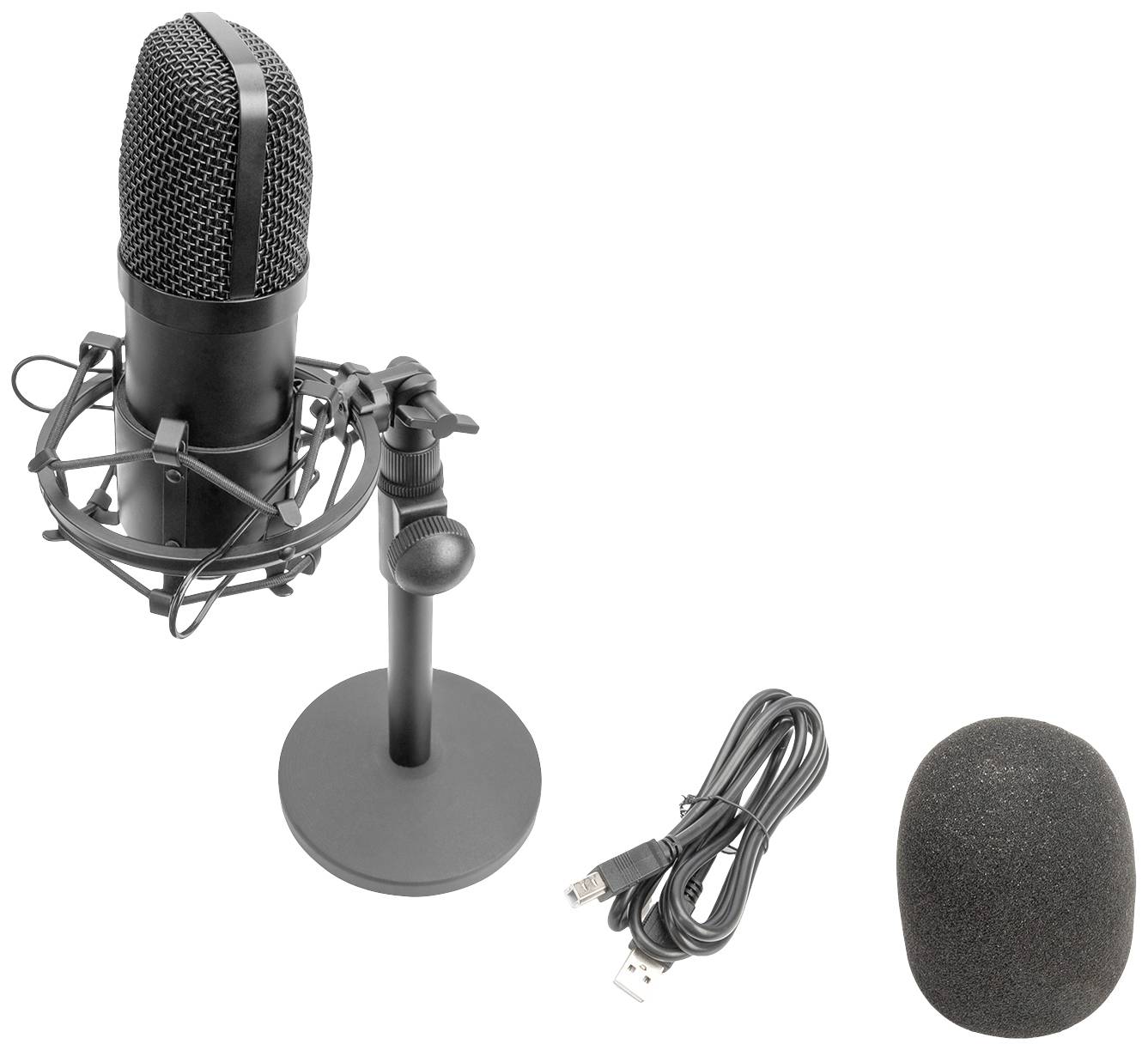 Stand Sprach-Mikrofon Digitus DA-20300 Übertragungsart (Details):Kabelgebunden, USB inkl Spinne, inkl. Kabel, inkl. Stativ, Standfuß