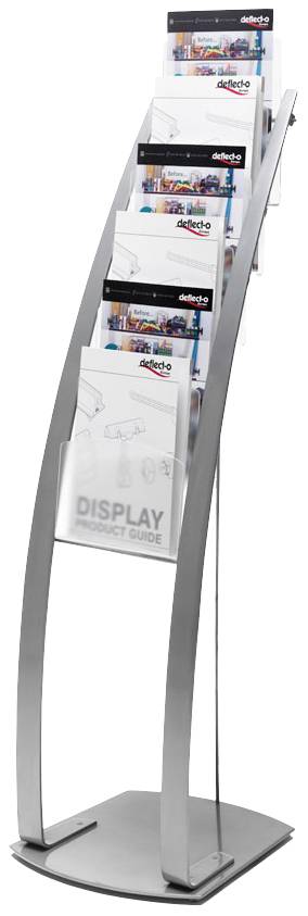 Deflecto 693145EU Prospektständer Silber, Transparent gefrostet DIN A4 Anzahl der Fächer 6 1 St. (B x H x T) 380 x 1250 x 420mm