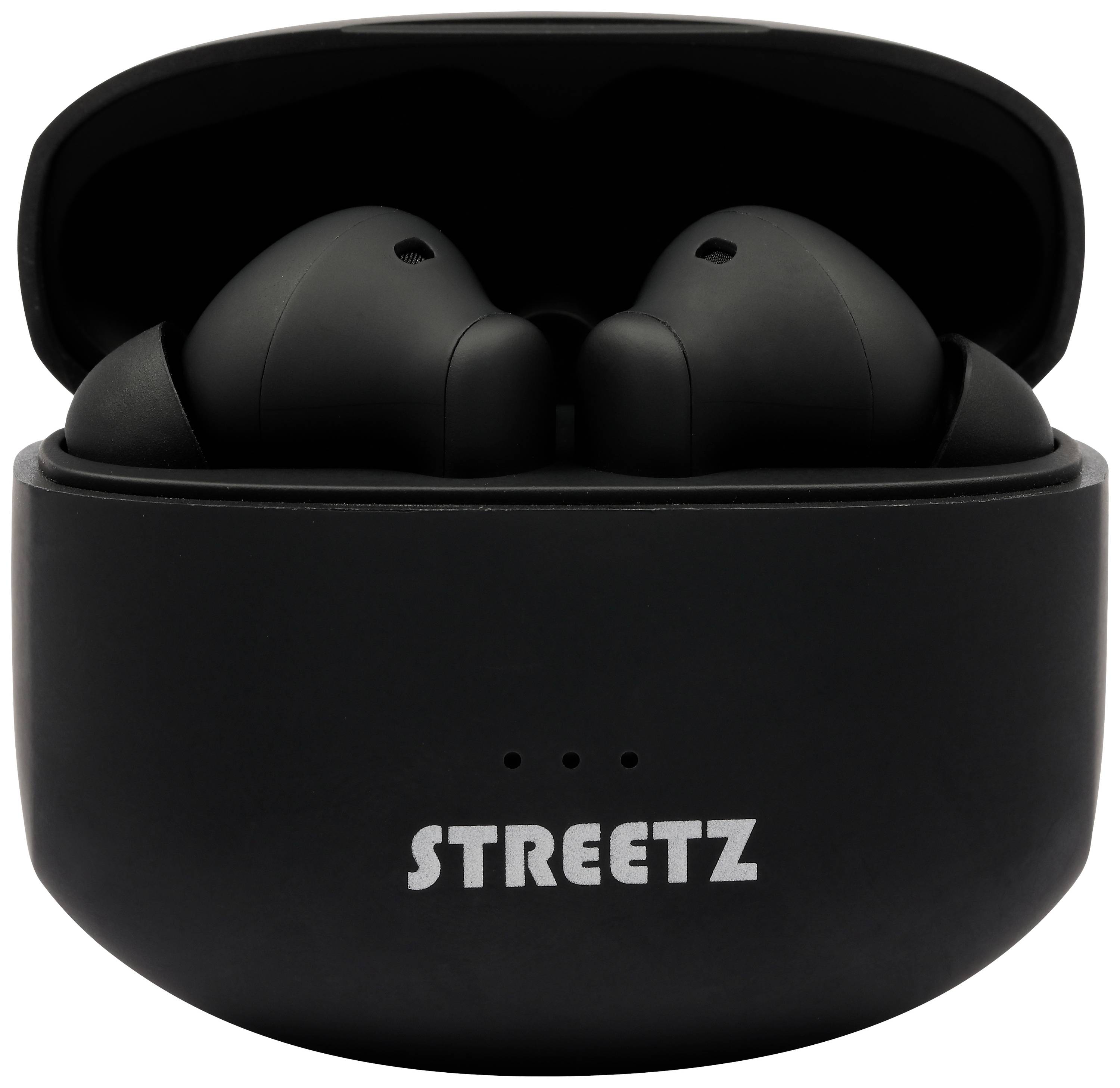 STREETZ TWS-116 In Ear Headset Bluetooth® Stereo Schwarz Noise Cancelling Headset, Ladecase, Lautstärkeregelung, Touch-Steuerung