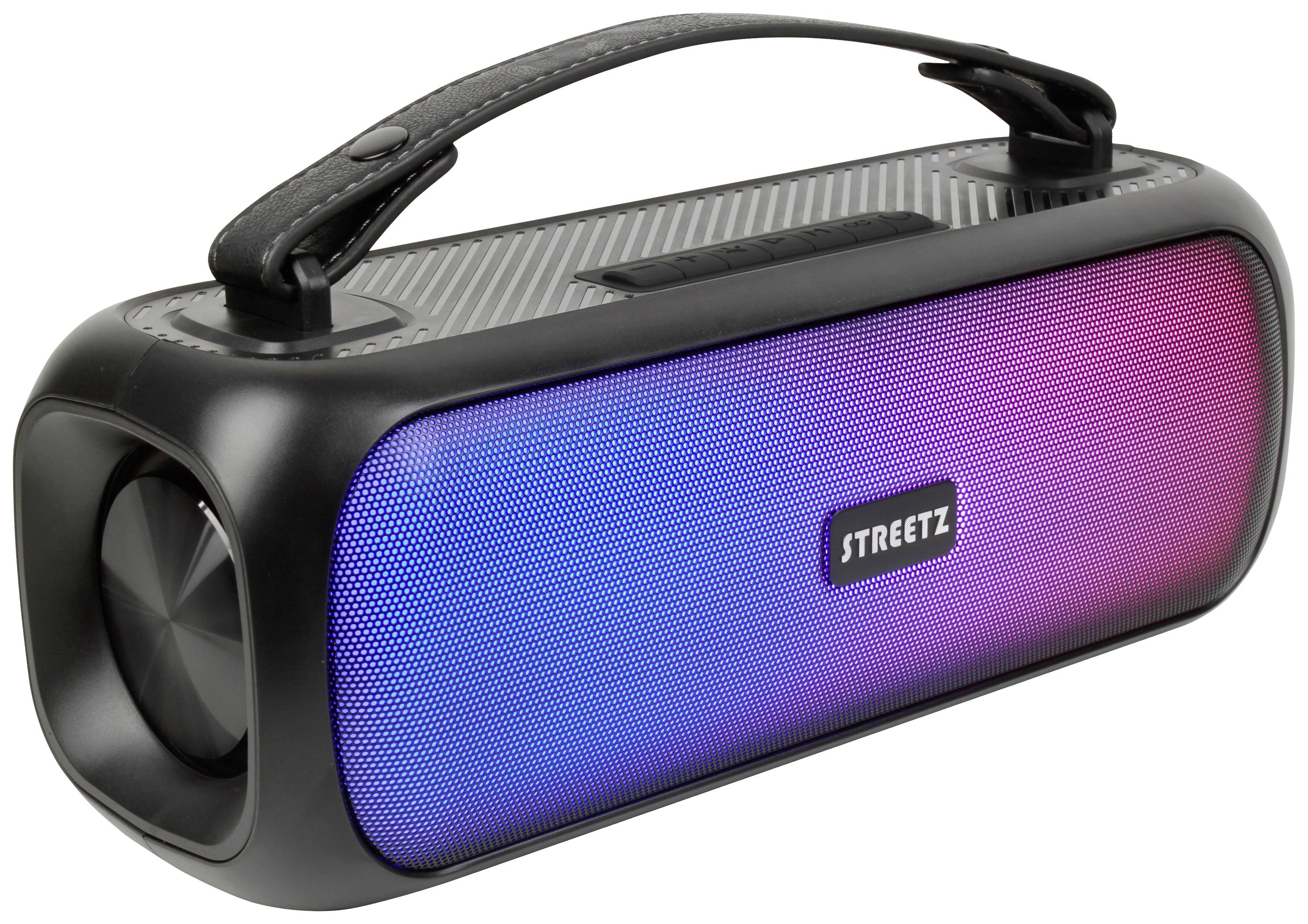 STREETZ CMB-110 Bluetooth® Lautsprecher AUX, Freisprechfunktion, spritzwassergeschützt, tragbar, USB Schwarz