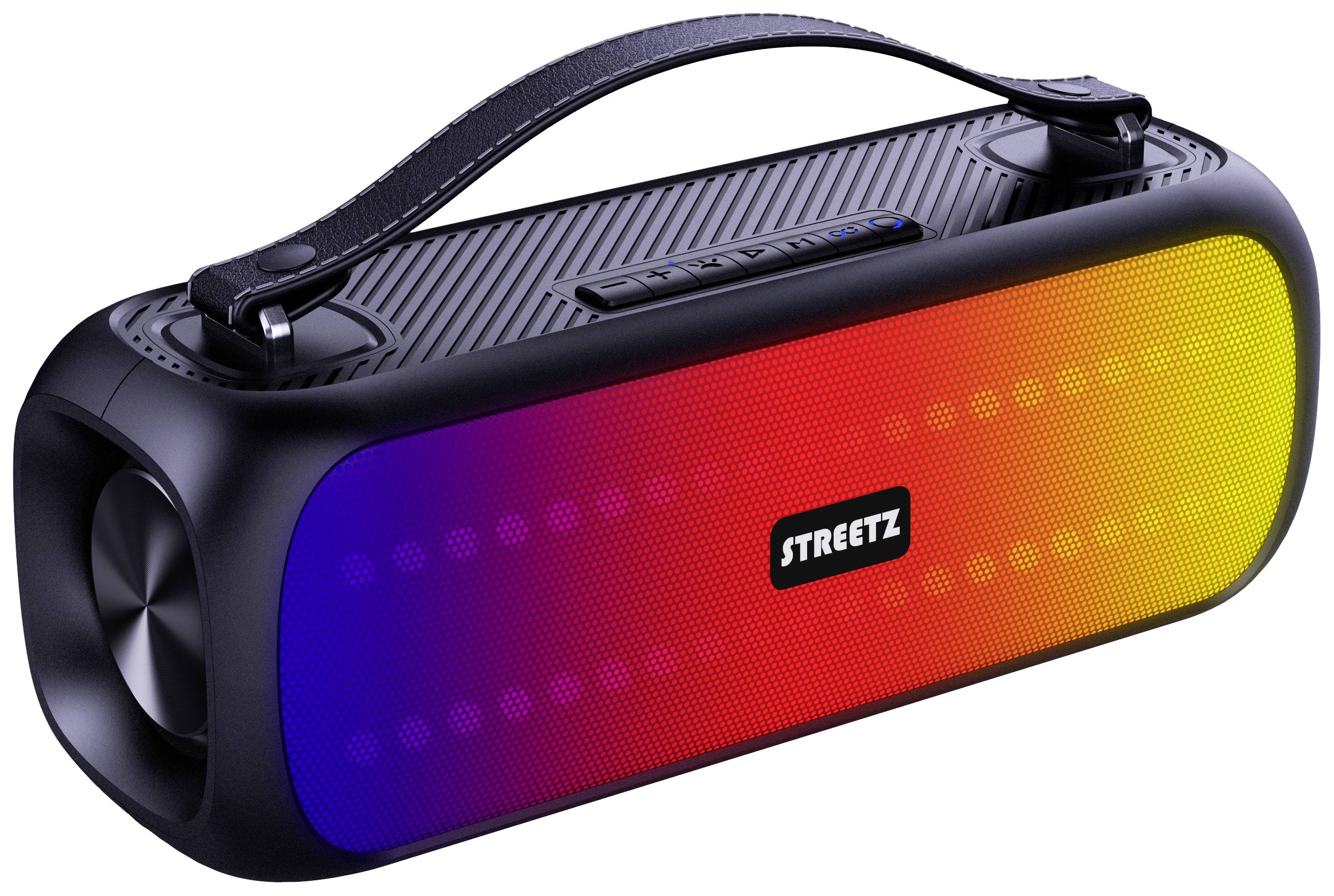 STREETZ CMB-110 Bluetooth® Lautsprecher AUX, Freisprechfunktion, spritzwassergeschützt, tragbar, USB Schwarz