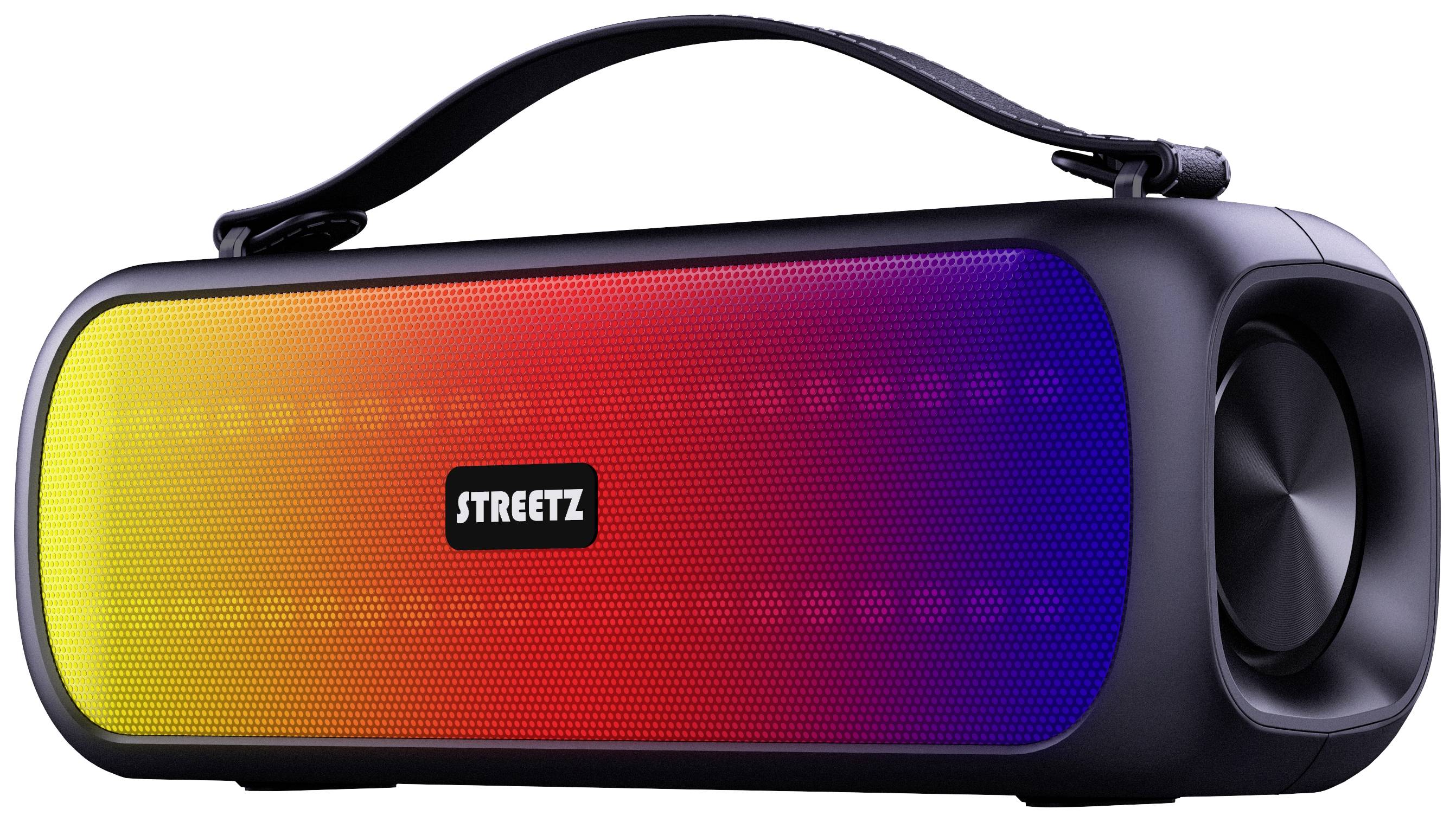 STREETZ CMB-110 Bluetooth® Lautsprecher AUX, Freisprechfunktion, spritzwassergeschützt, tragbar, USB Schwarz