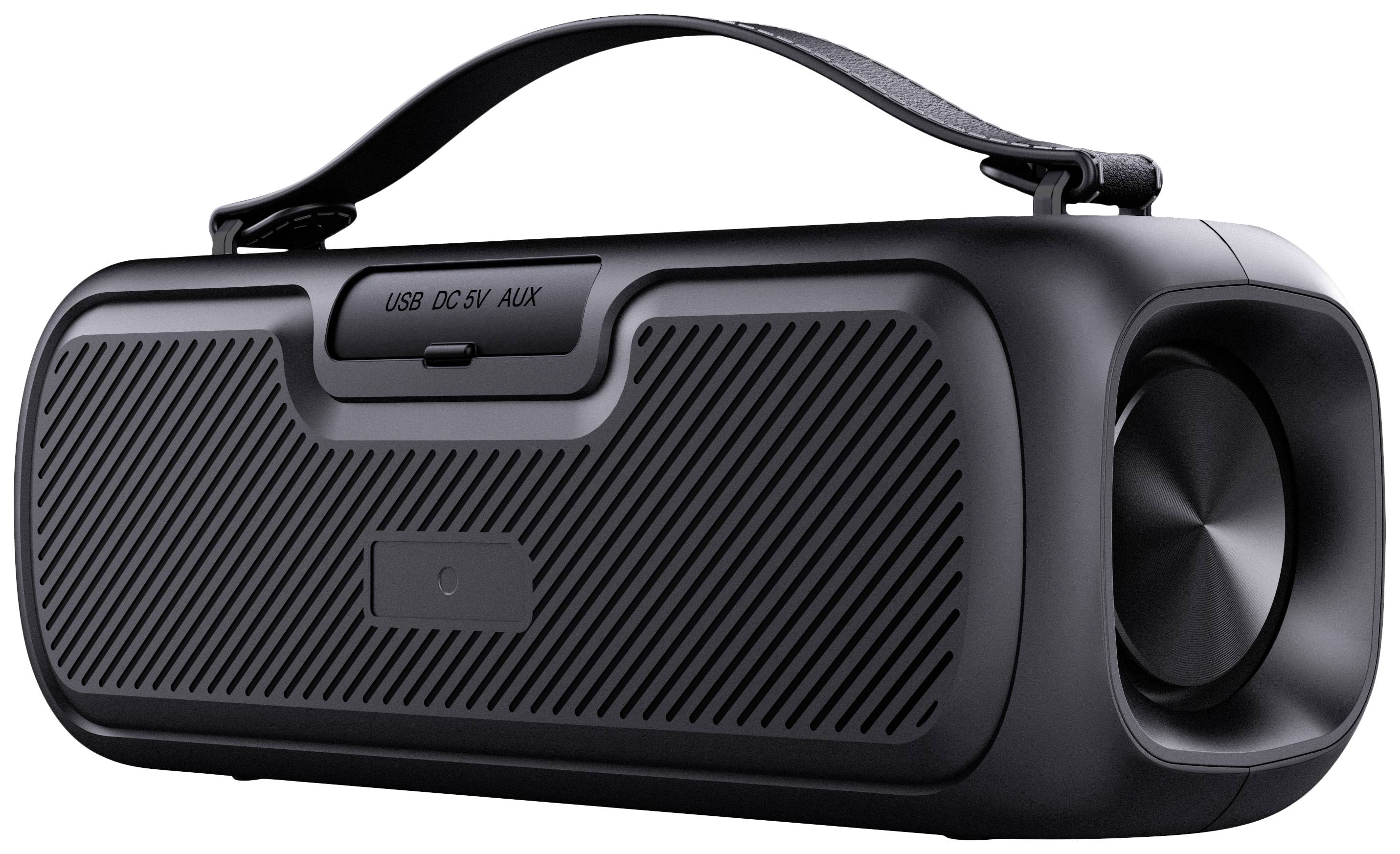 STREETZ CMB-110 Bluetooth® Lautsprecher AUX, Freisprechfunktion, spritzwassergeschützt, tragbar, USB Schwarz