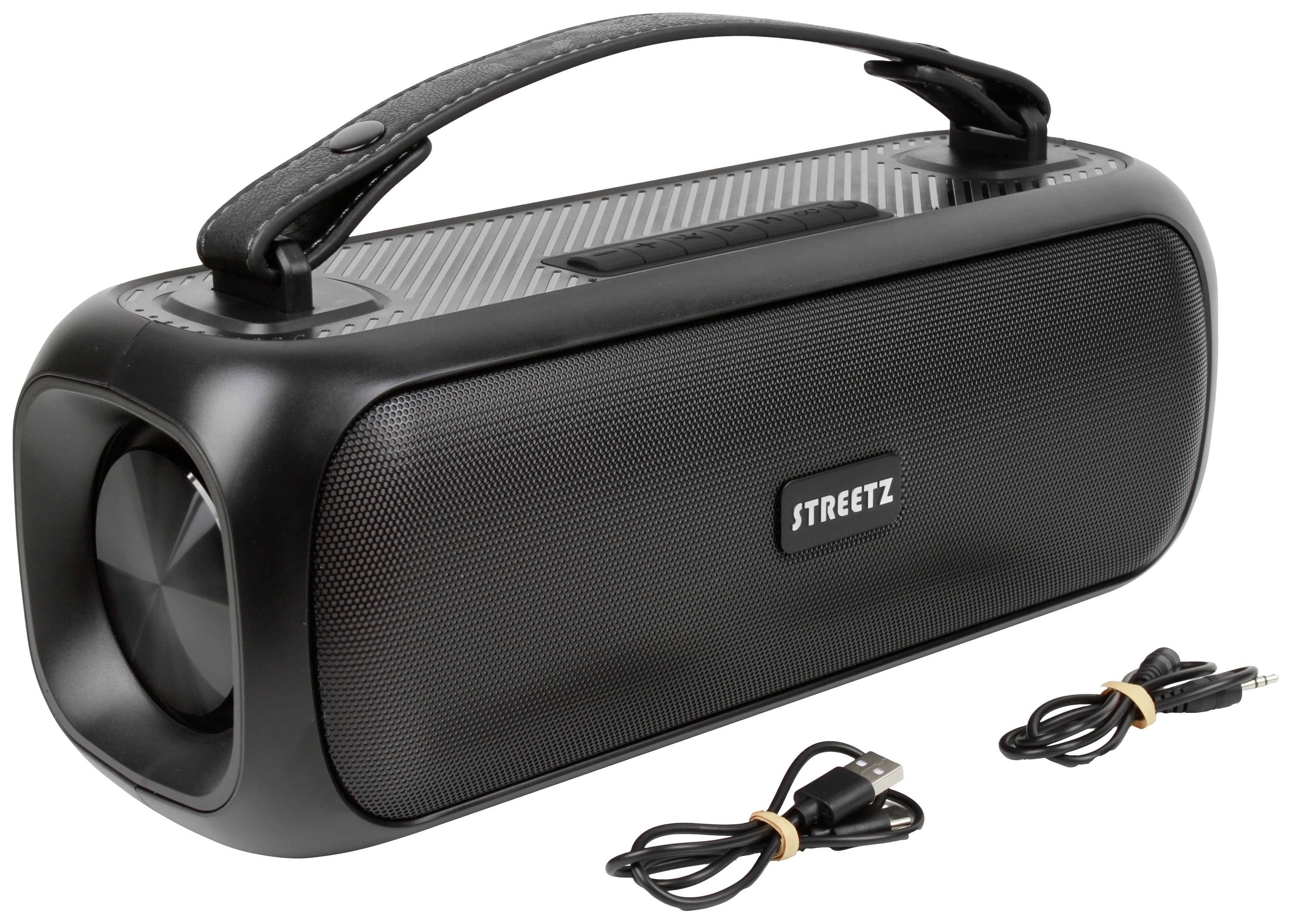 STREETZ CMB-110 Bluetooth® Lautsprecher AUX, Freisprechfunktion, spritzwassergeschützt, tragbar, USB Schwarz