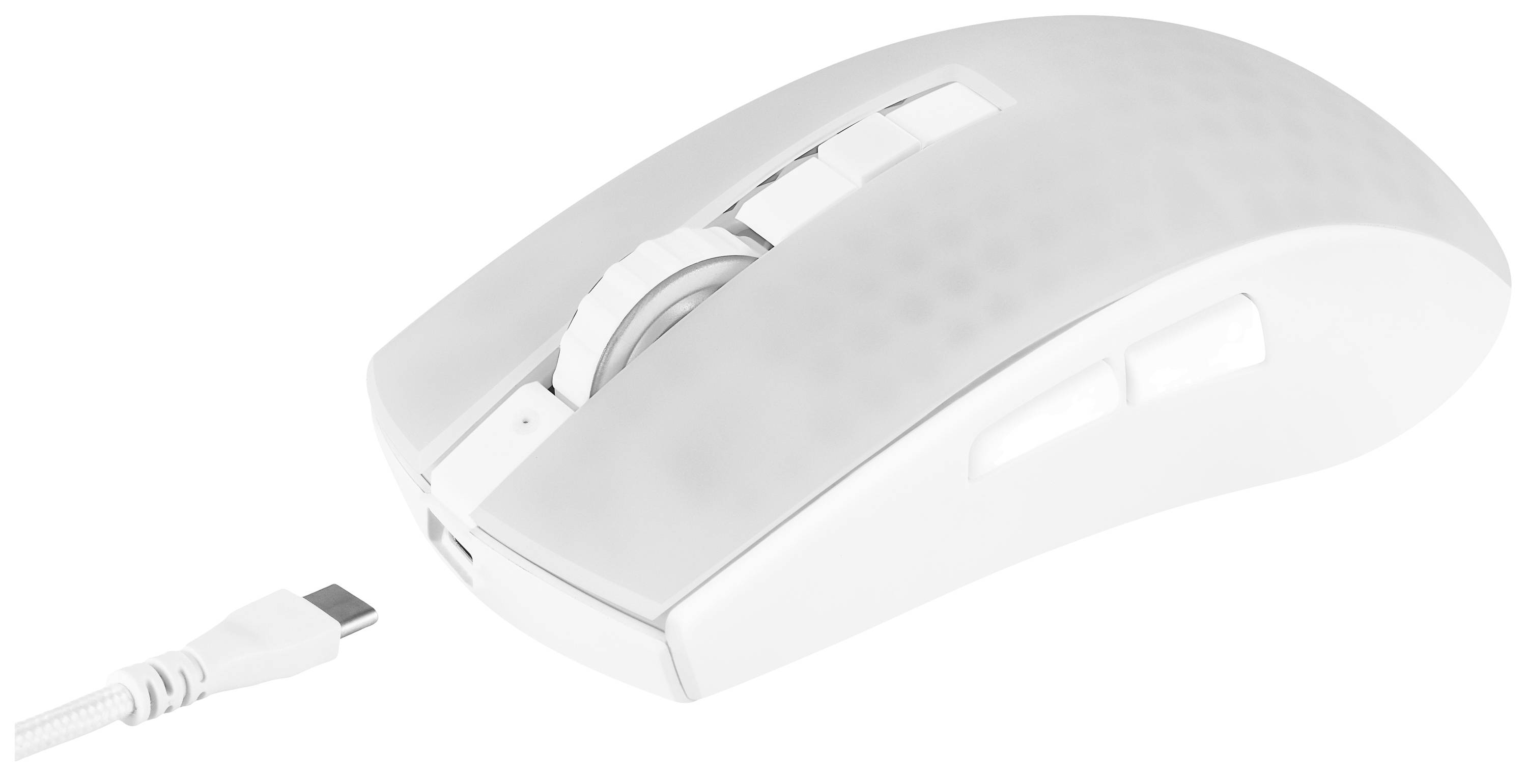 DELTACO GAMING WM89 Gaming-Maus Funk Optisch Weiß, Transparent 6 Tasten 10000 dpi Abnehmbares Kabel, Beleuchtet, Integriertes