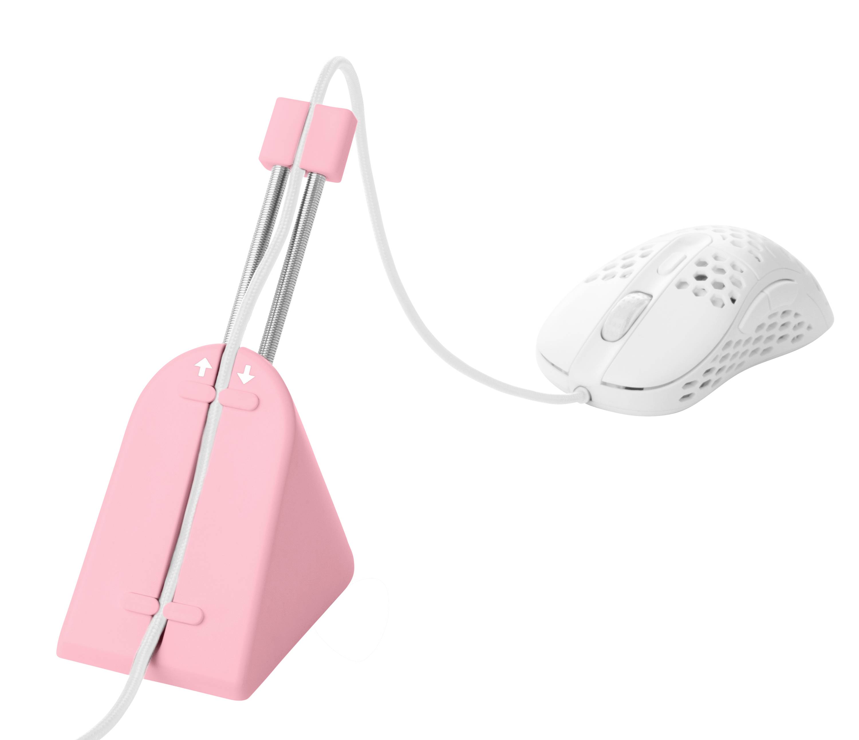 DELTACO GAMING PA85 Bungee Maus-Kabel-Halterung Pink Anpassbare Länge, Rutschfest