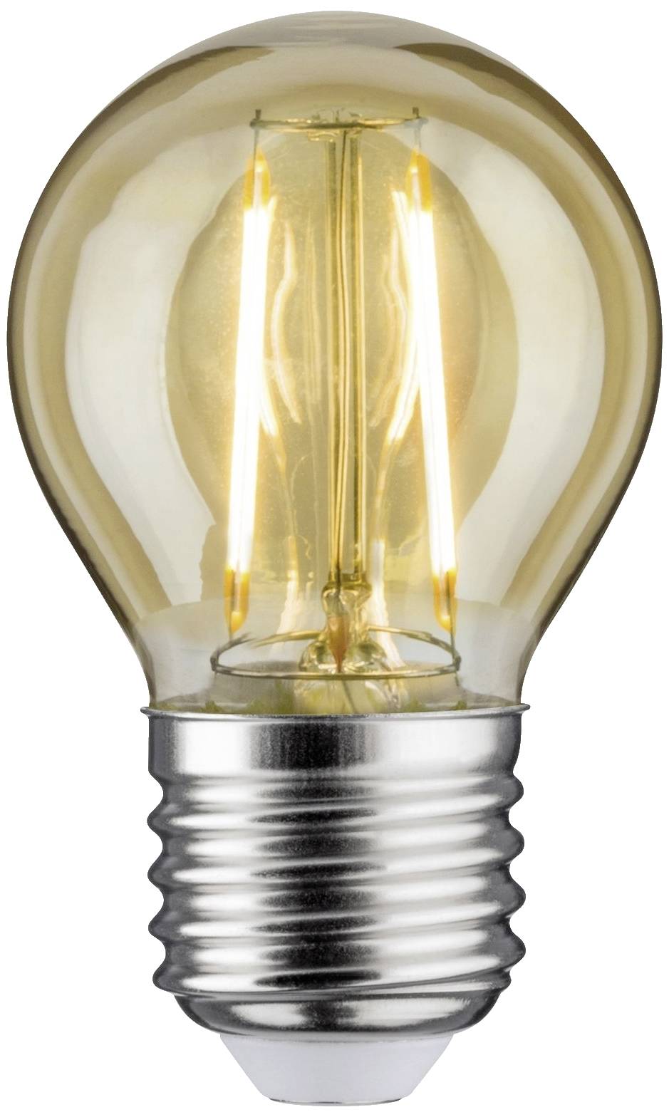 Glühbirne mit sichtbarem Filament, erzeugt warmes, gelbes Licht.