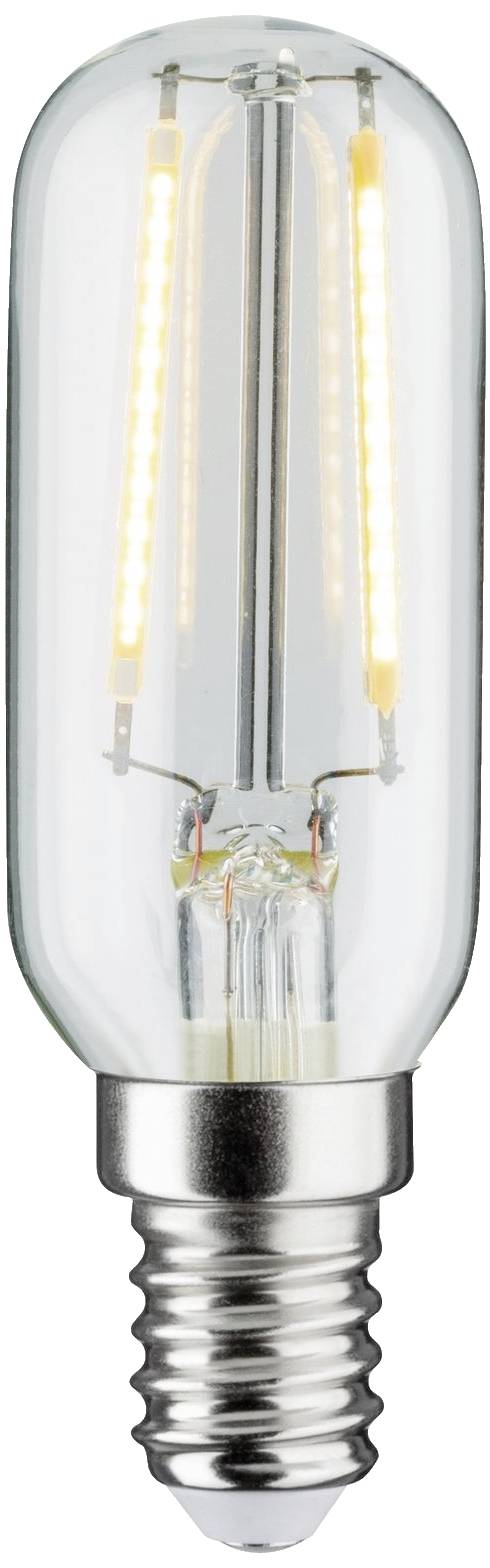 LED-Glühbirne mit sichtbaren Filamenten und einem E14-Sockel. Sie ist energiesparend und dient zur Beleuchtung in Wohnbereichen.