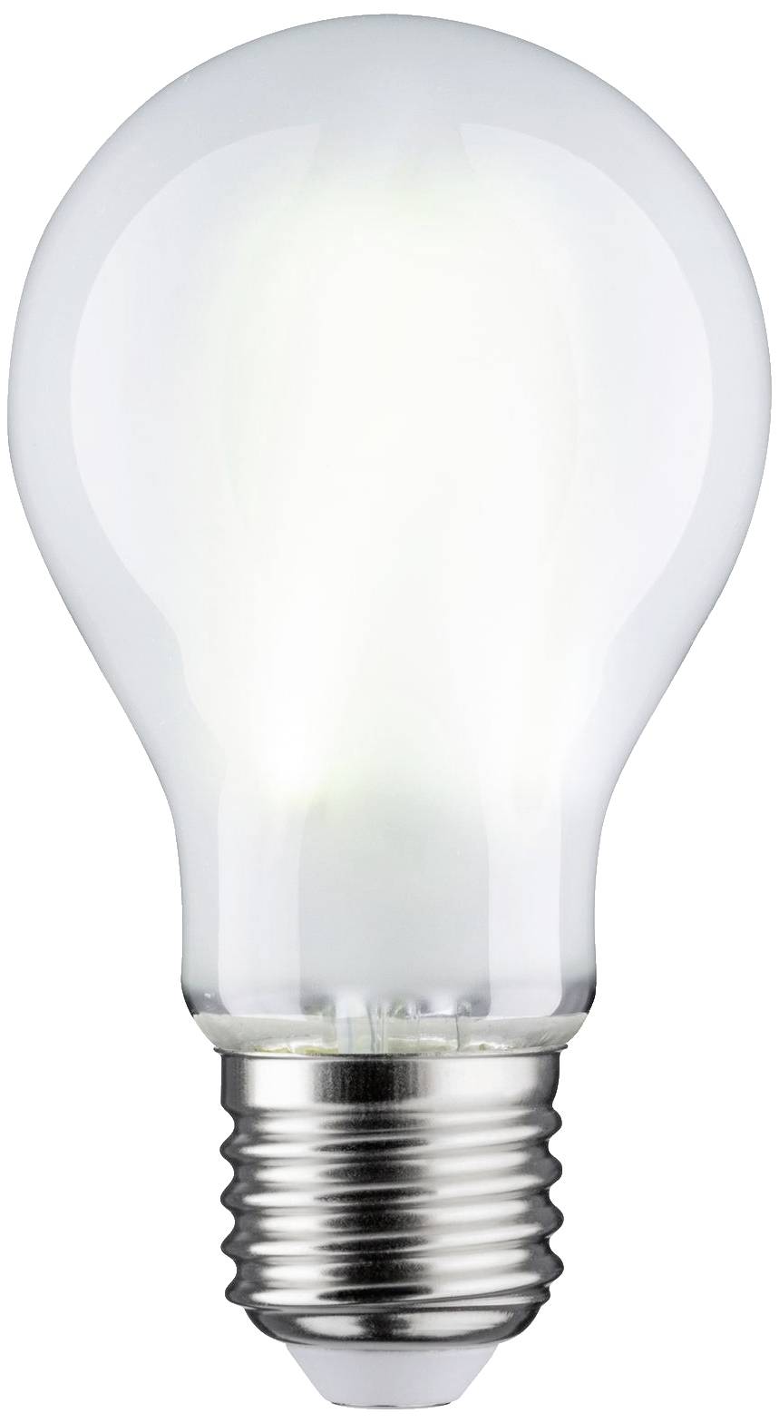 Glühbirne mit metallener Fassung und glattem, transparentem Glas.