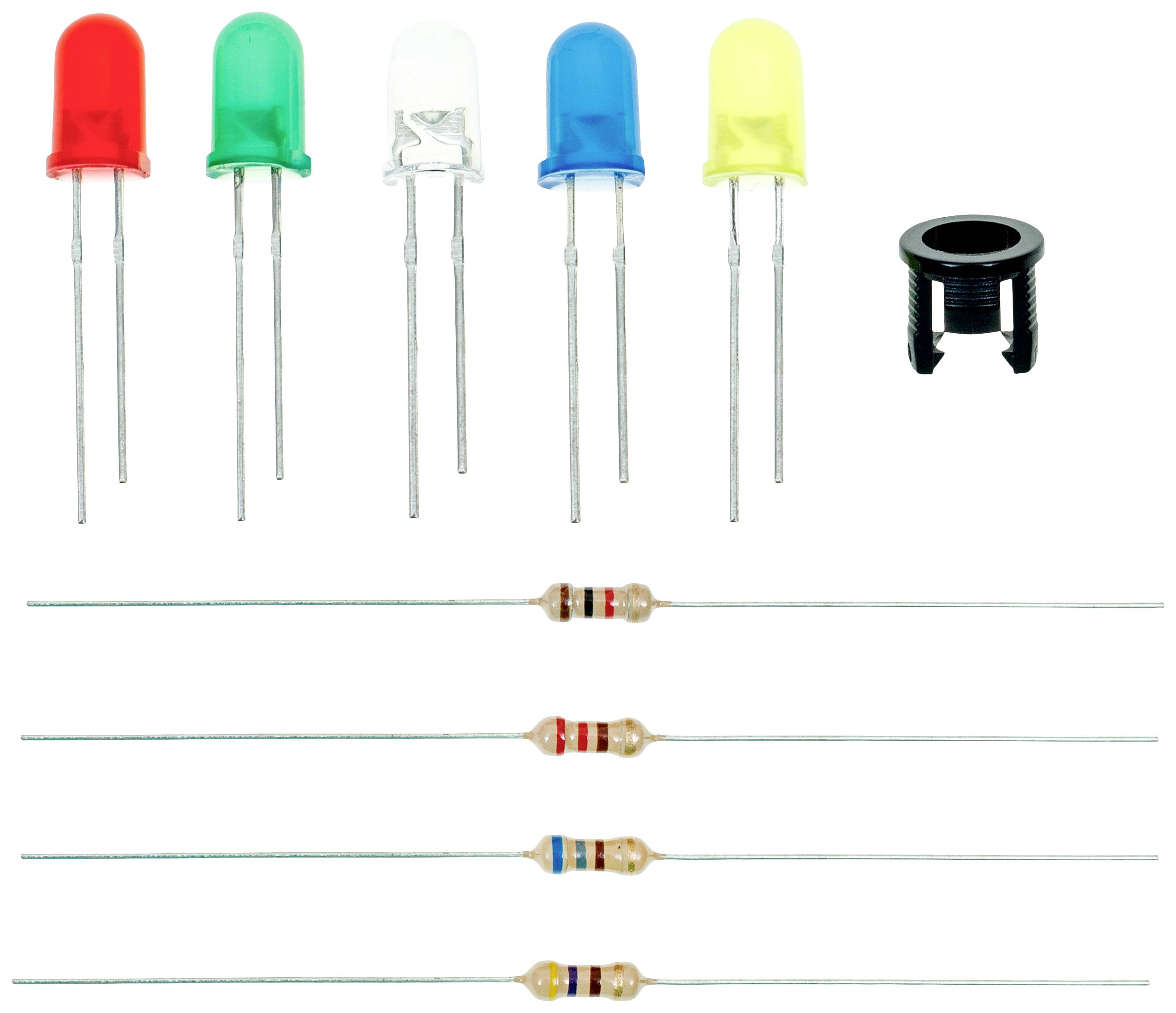 Quadrios LED-Sortiment Rot, Grün, Gelb, Blau, Kaltweiß, Warmweiß 5mm 20 mA, 30mA 2 V, 3V